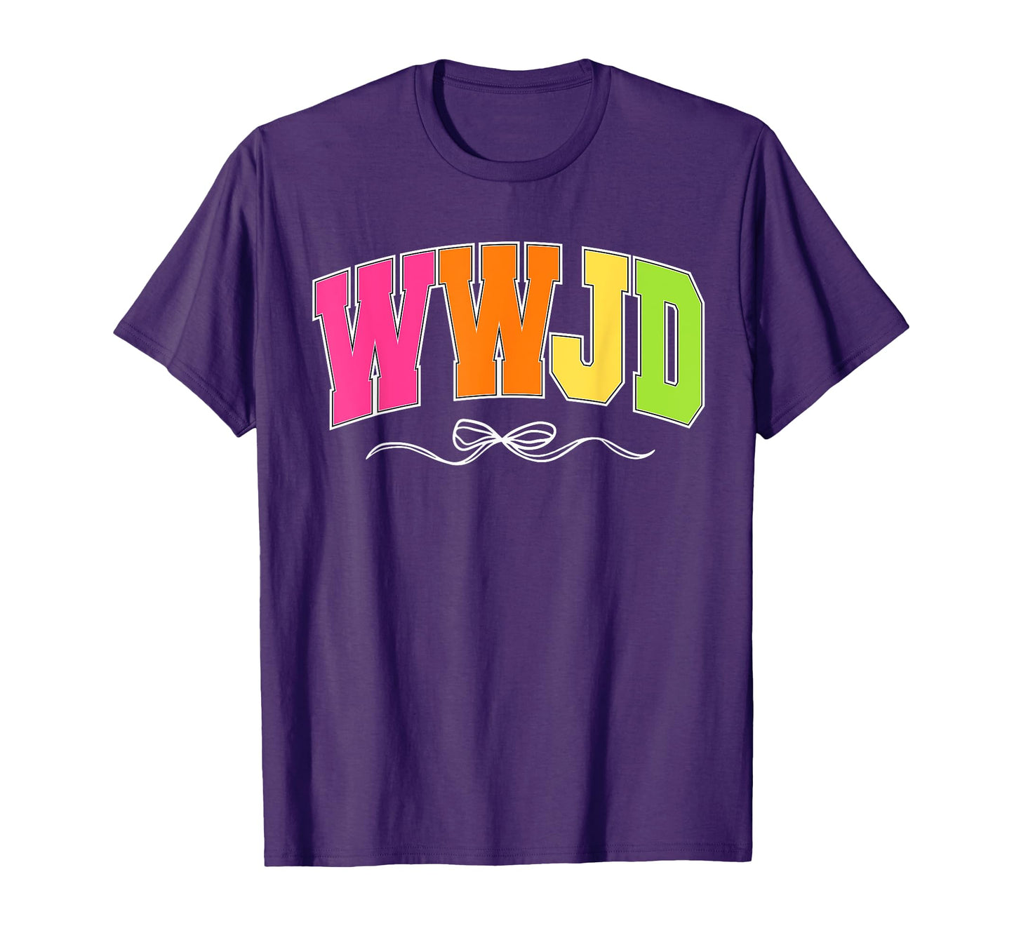 Retro Christian Faith Coquette Bow Colorful Print T-Shirt