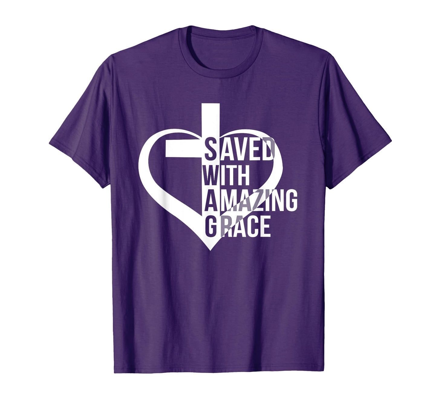 Saved With Amazing-Grace Swag Christian Faithcross Heart T-Shirt