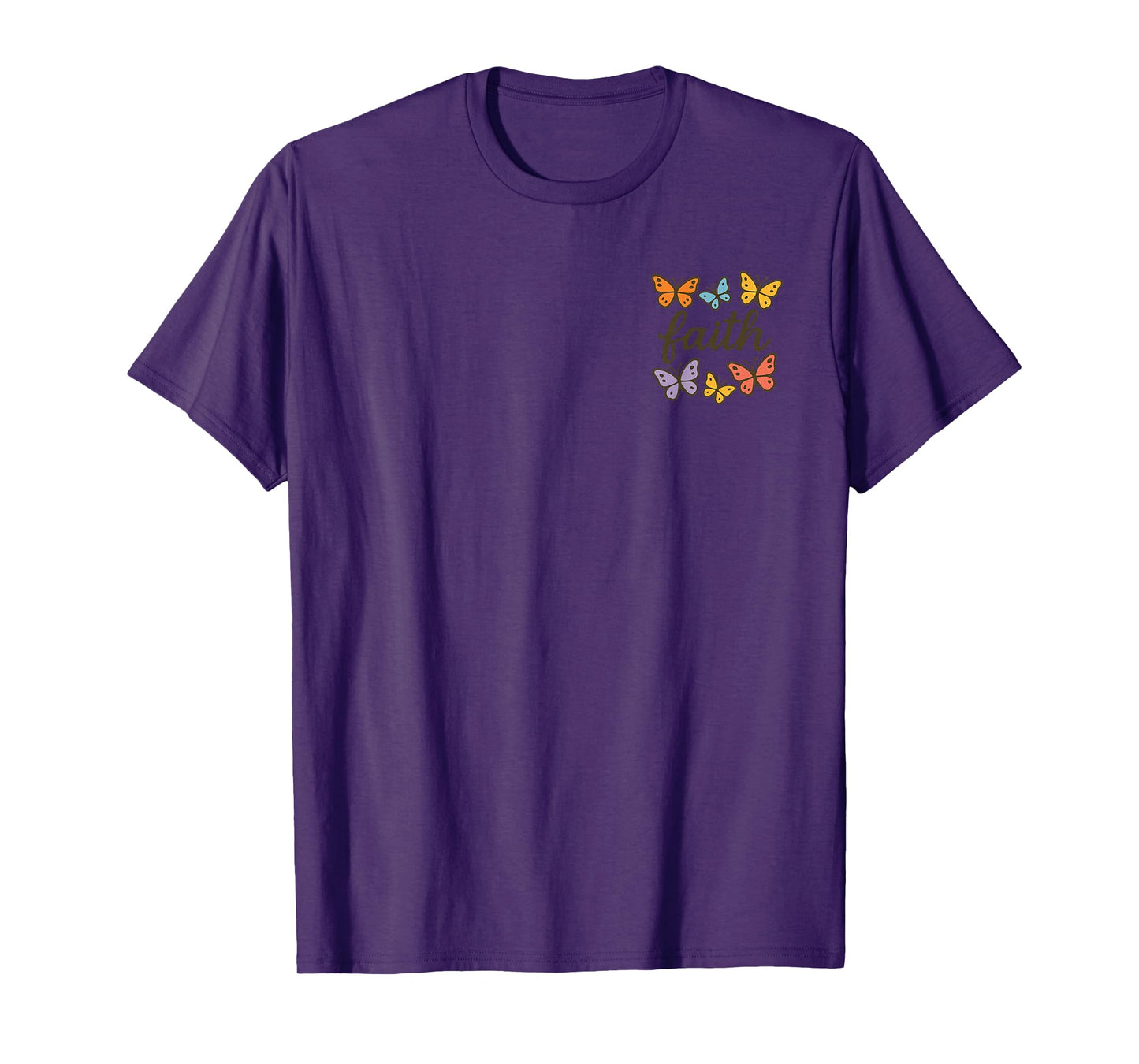 Faith with Colorful Butterflies Graphic Design T-Shirt