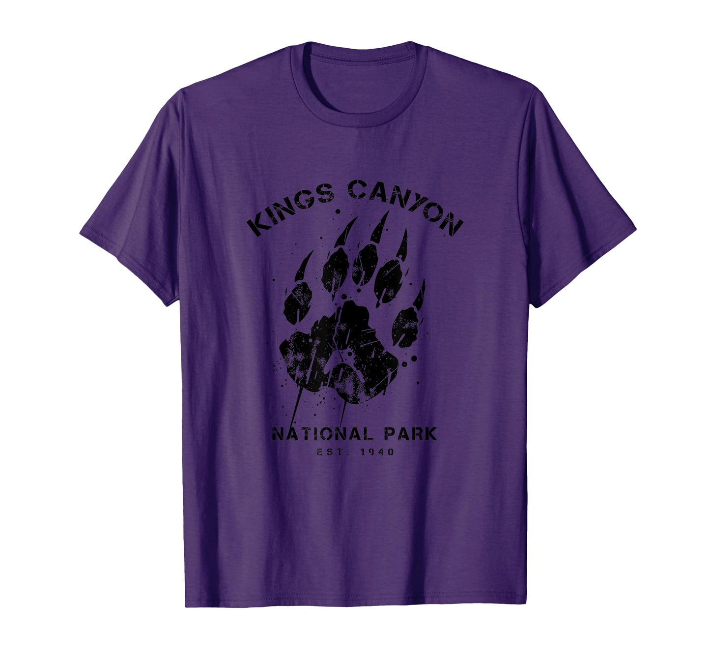 Kings Canyon National Park Vacation Bear Pawprint Graphic T-Shirt