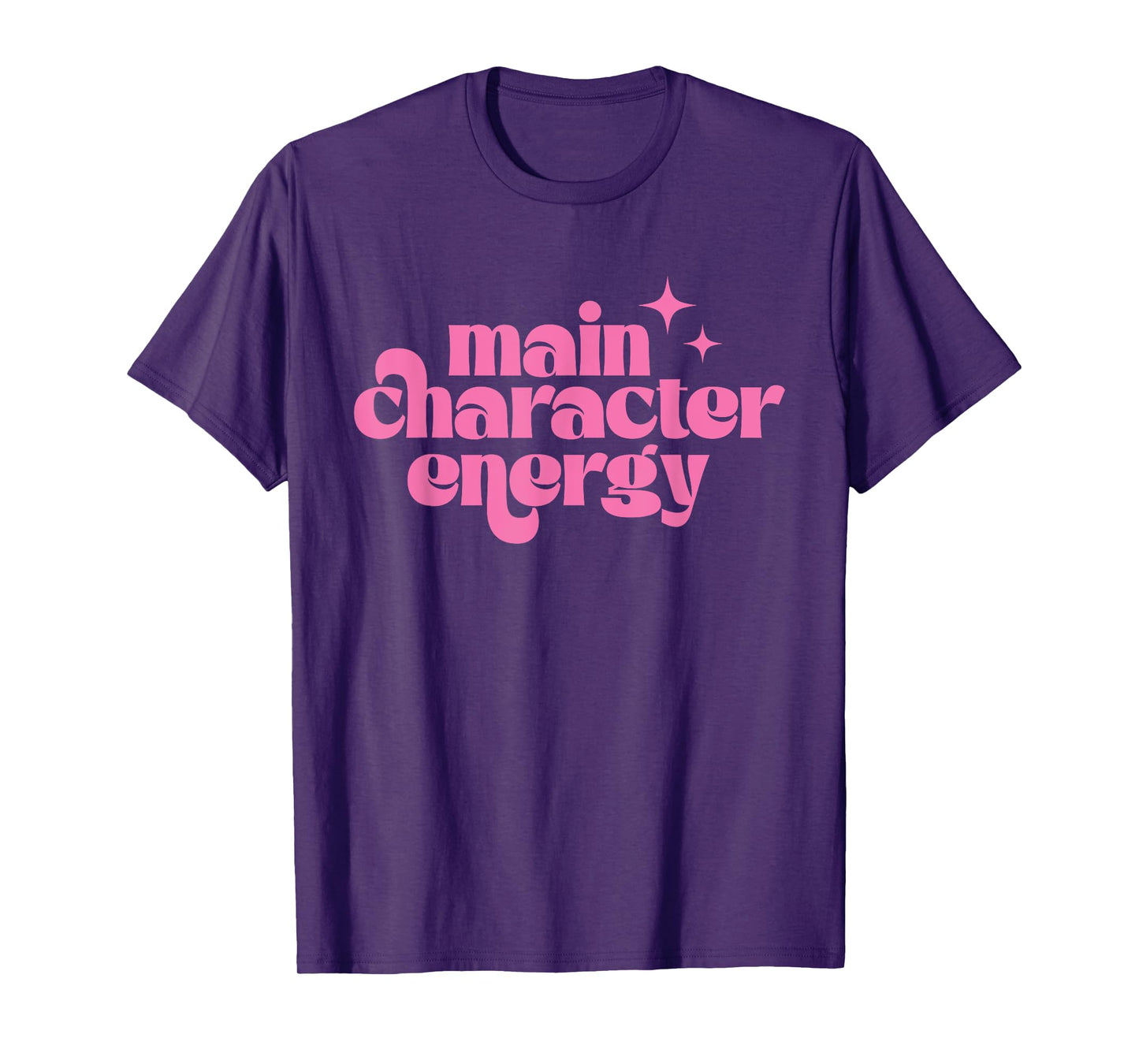 Main Character Energy Retro Groovy Pink Quote Women Teens T-Shirt