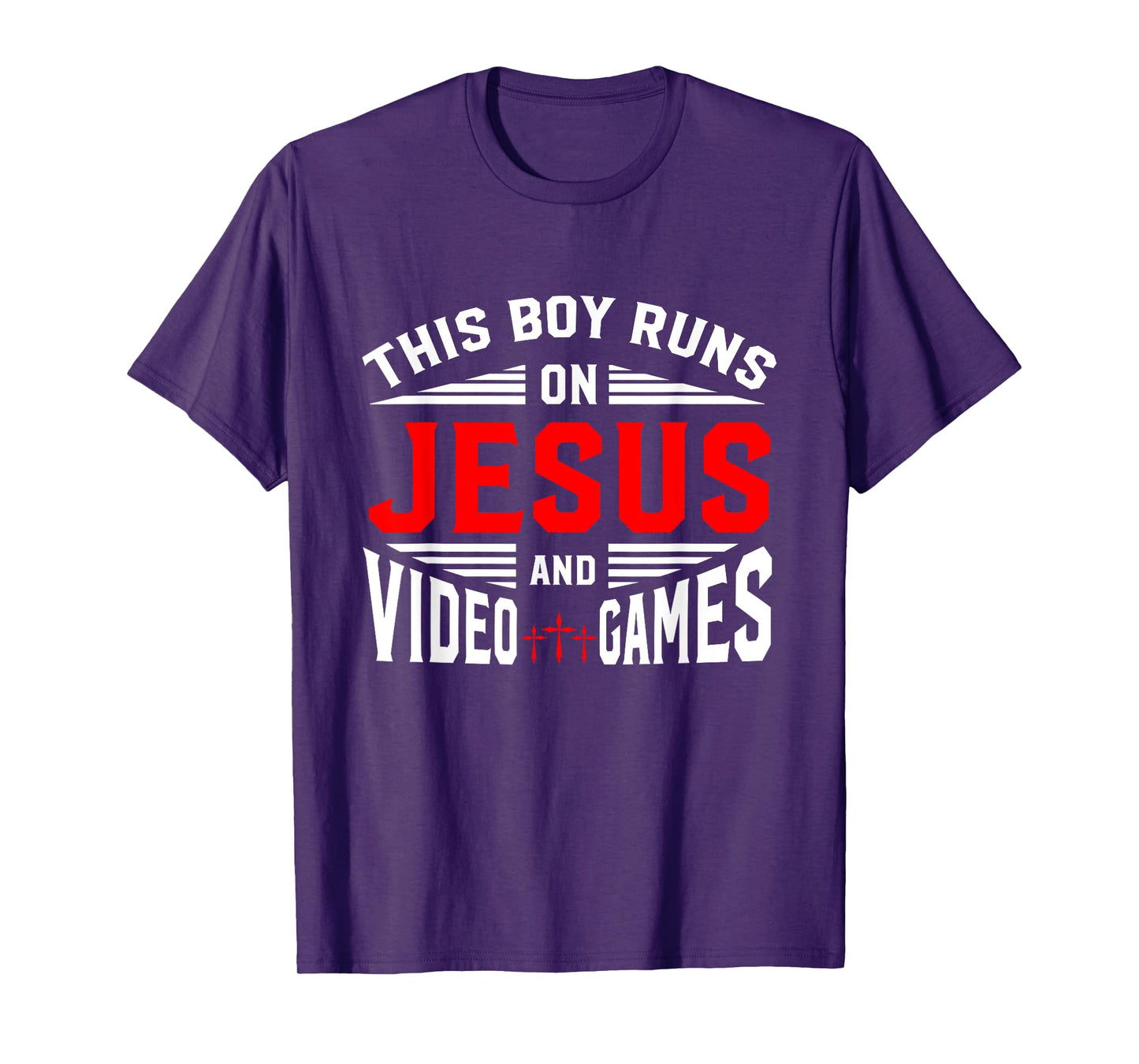This Boy Runs On Jesus And Video Games Christian Religious T-Shirt