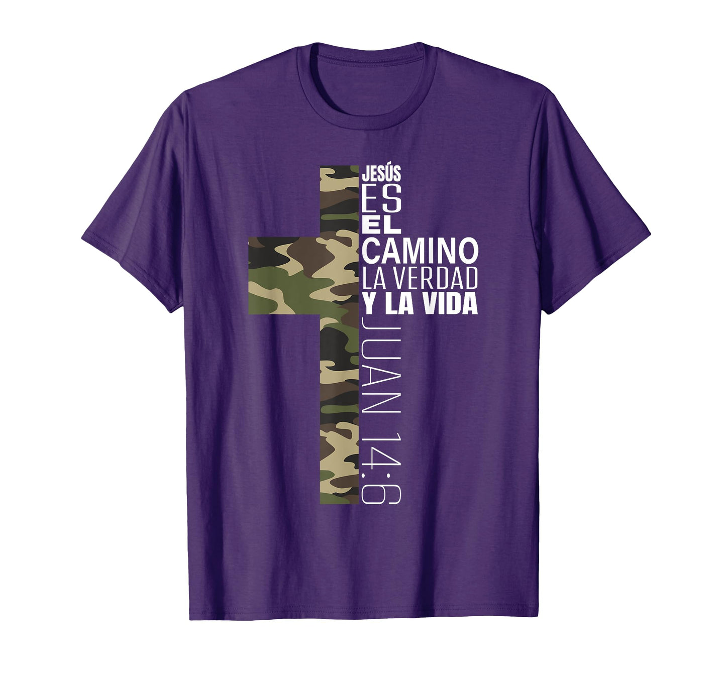 Jesus Christian Spanish Gifts Men Religious Verse Camo Cross T-Shirt
