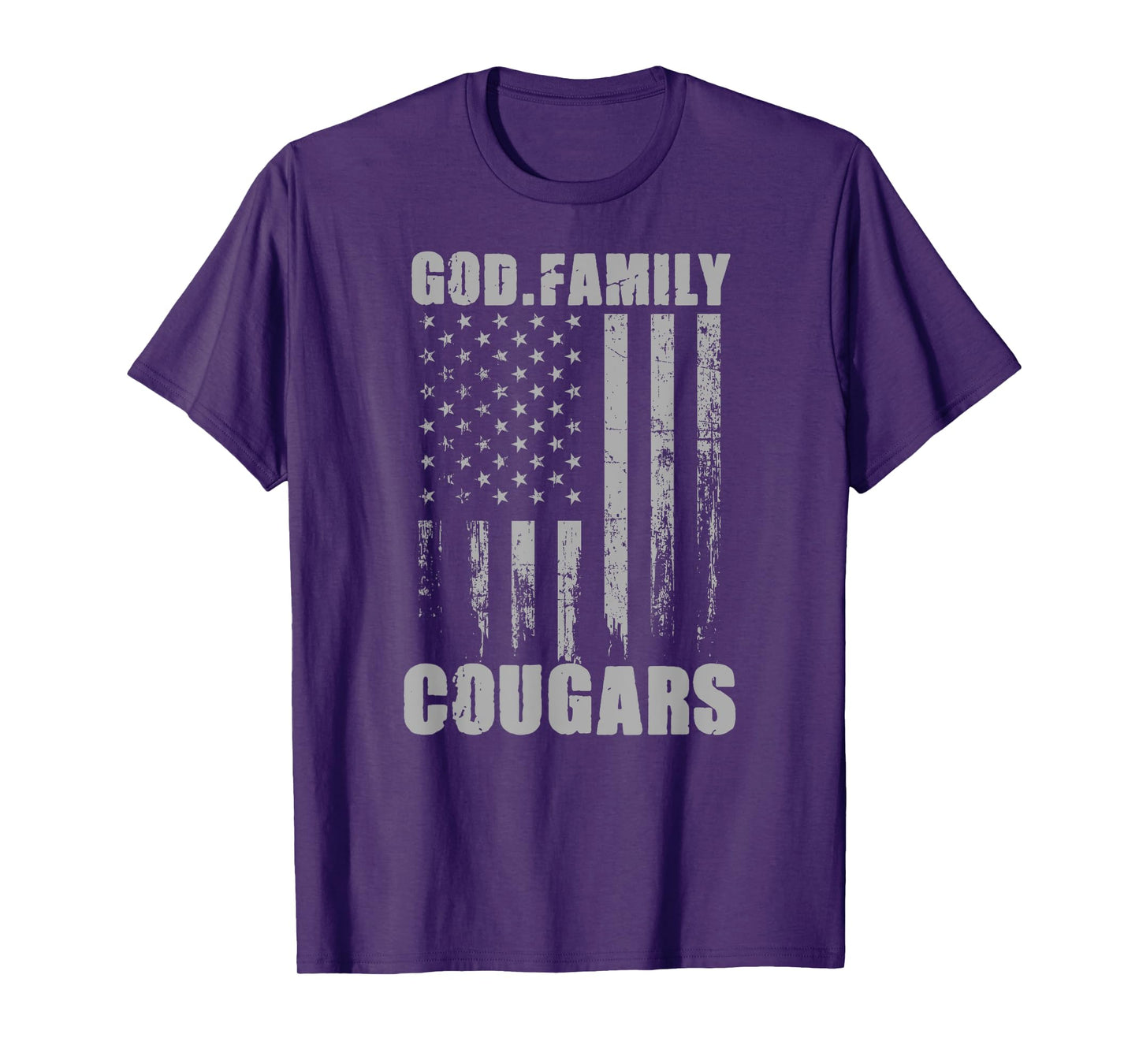 Franklin Cougars God. Family. Vintage USA Flag T-Shirt