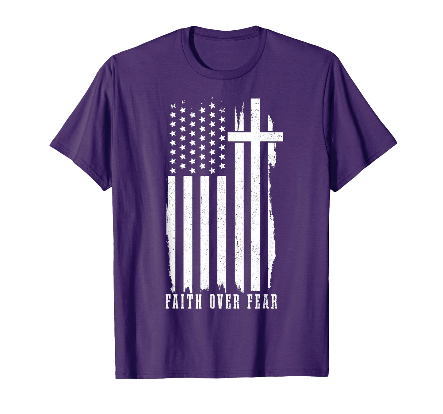 Faith Over Fear American Flag Jesus Patriotic Christian Women Men T-Shirt