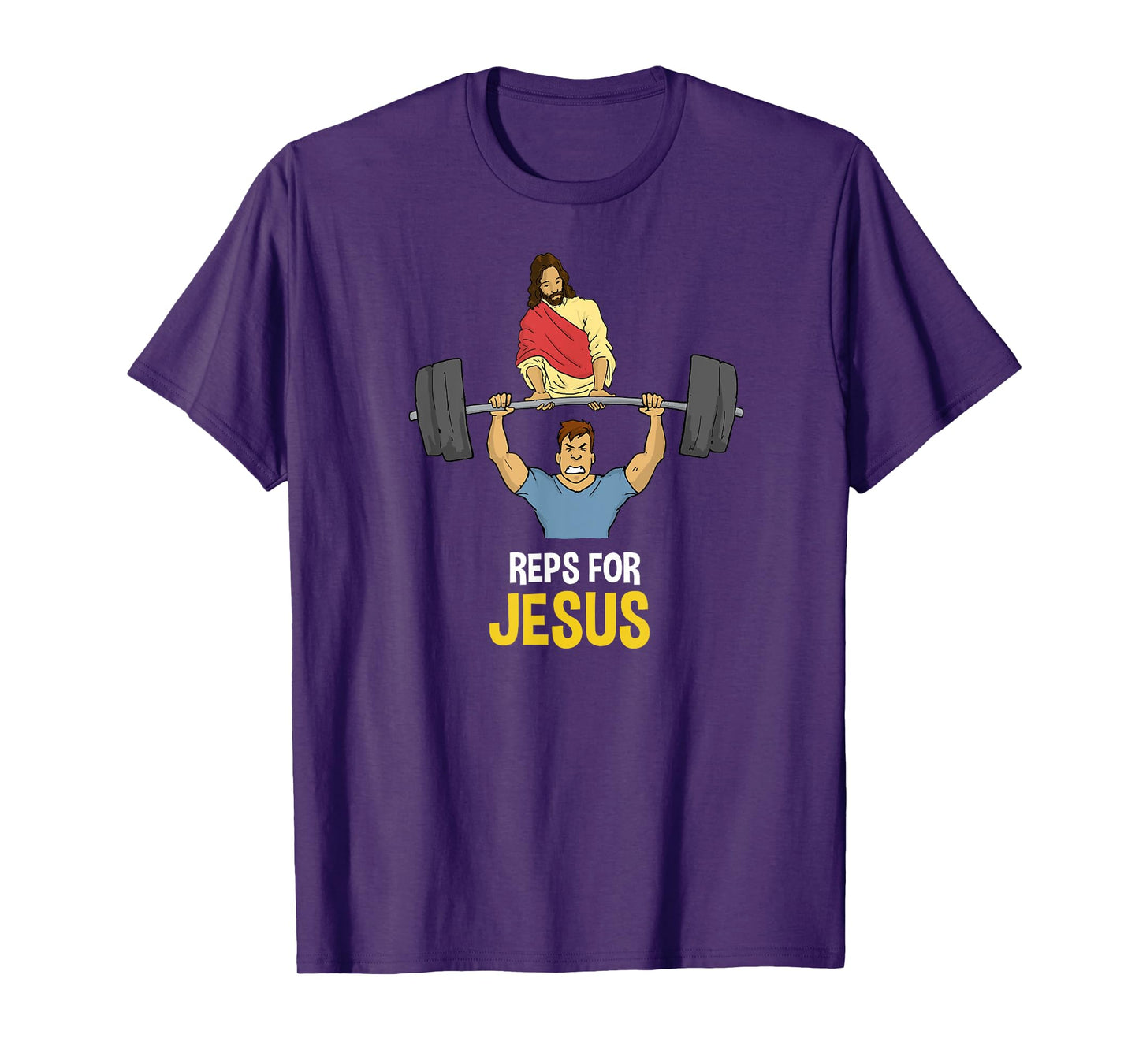 Clever Sloth: Reps For Jesus Weightlifting Gym Workout Tee T-Shirt