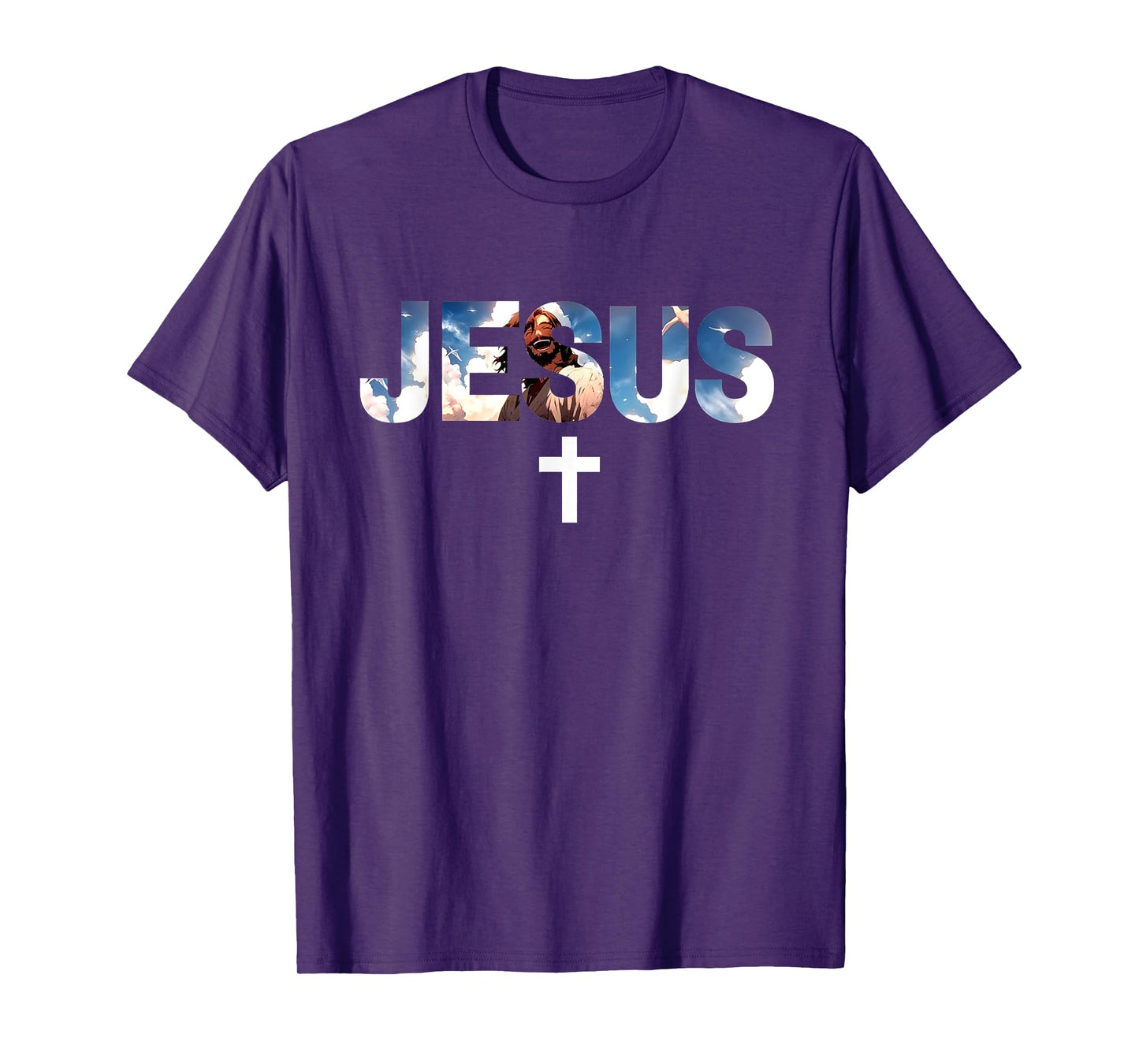Jesus Cross Sky Art Faith Light Design T-Shirt