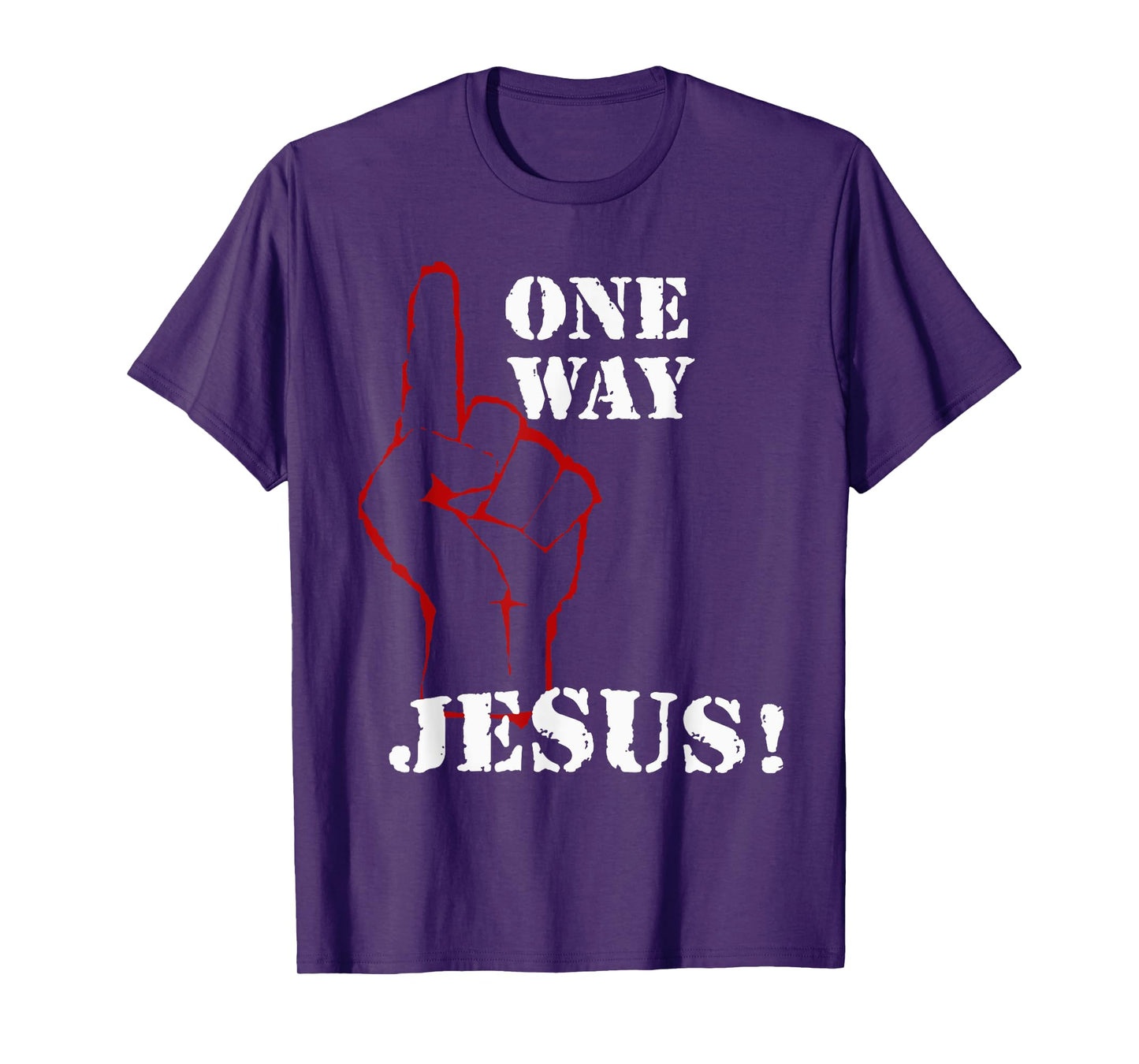 One Way Jesus People Christian Revolution Finger Up Retro T-Shirt