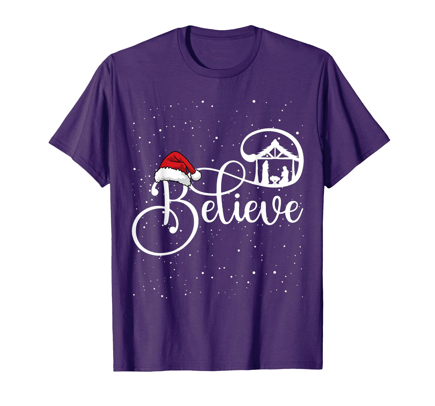 Believe Christian Nativity Scene Christmas Matching Family T-Shirt