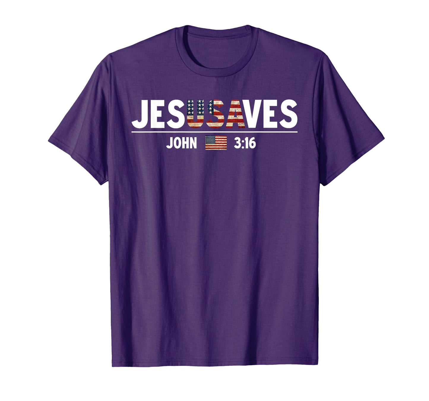Jesus Saves JesUSAves USA American Flag Patriotic Christian T-Shirt