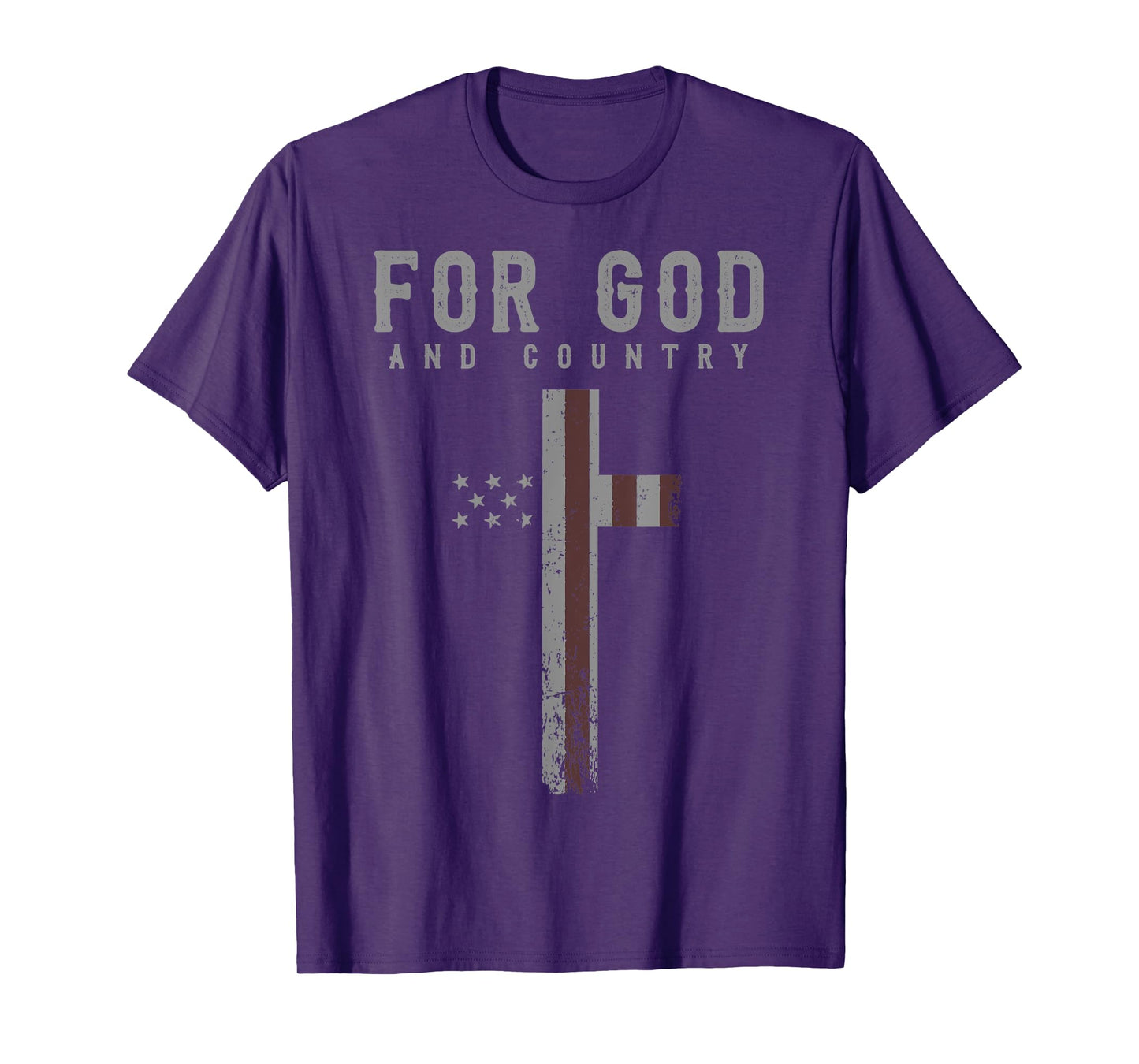 For God and Country Cross American Flag US Patriotic Faith T-Shirt for Women Men