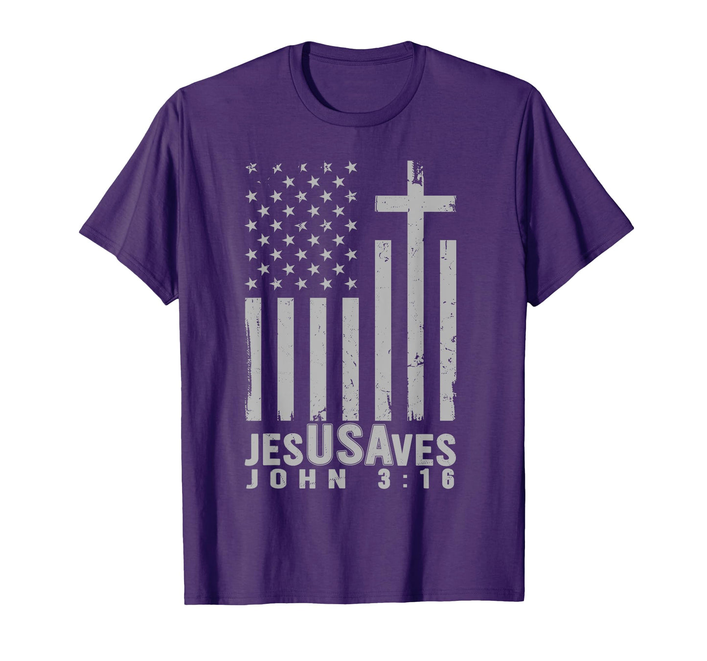 Jesus Saves USA American Flag Patriotic Christian Religious T-Shirt