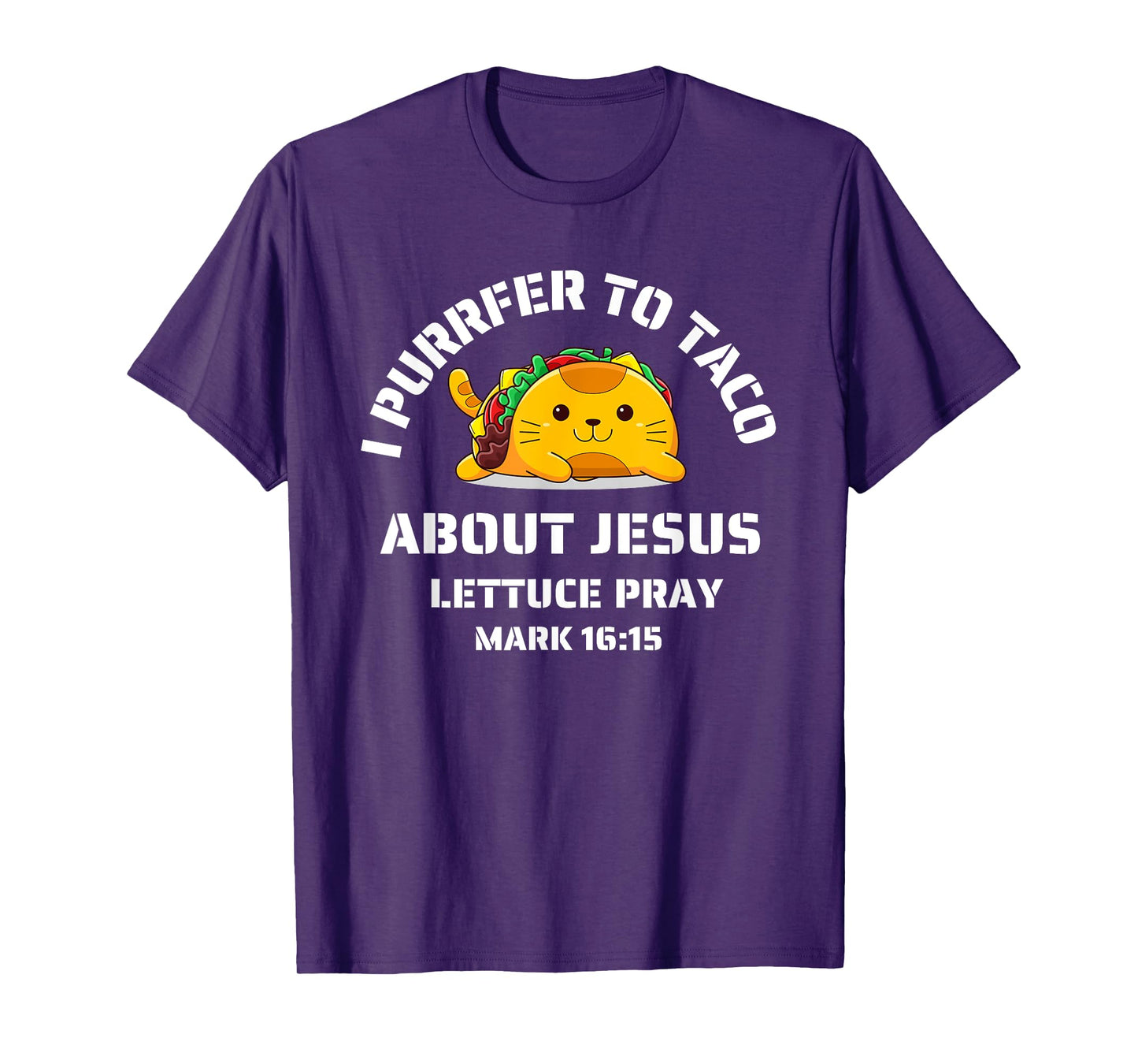 Funny Cat Let's Taco About Jesus Lettuce Pray Kids Toddler T-Shirt
