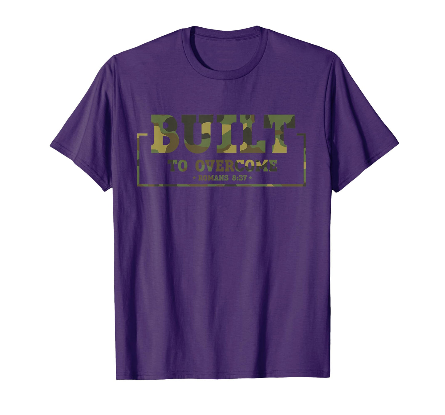 Built to Overcome Camo Workout Faith Scripture Christian Gym T-Shirt