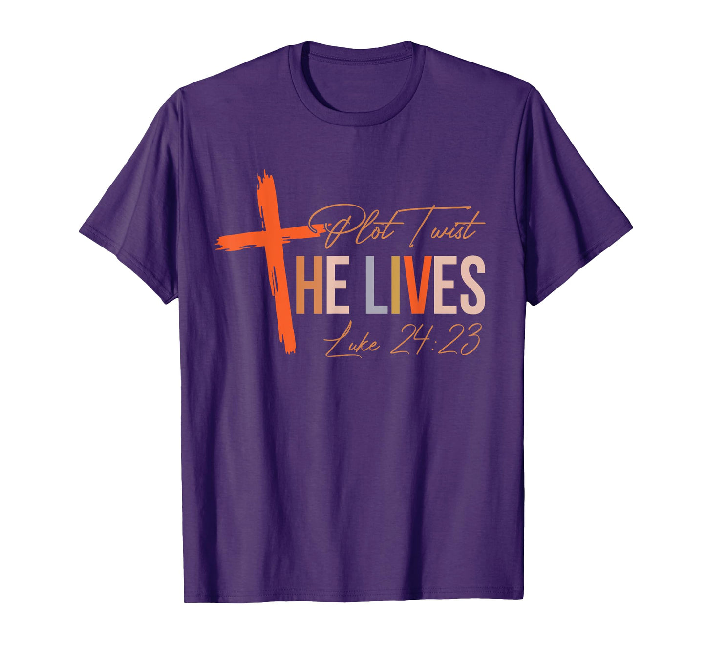 Vintage Plot Twist He Lives Cross Funny Christian Easter Day T-Shirt