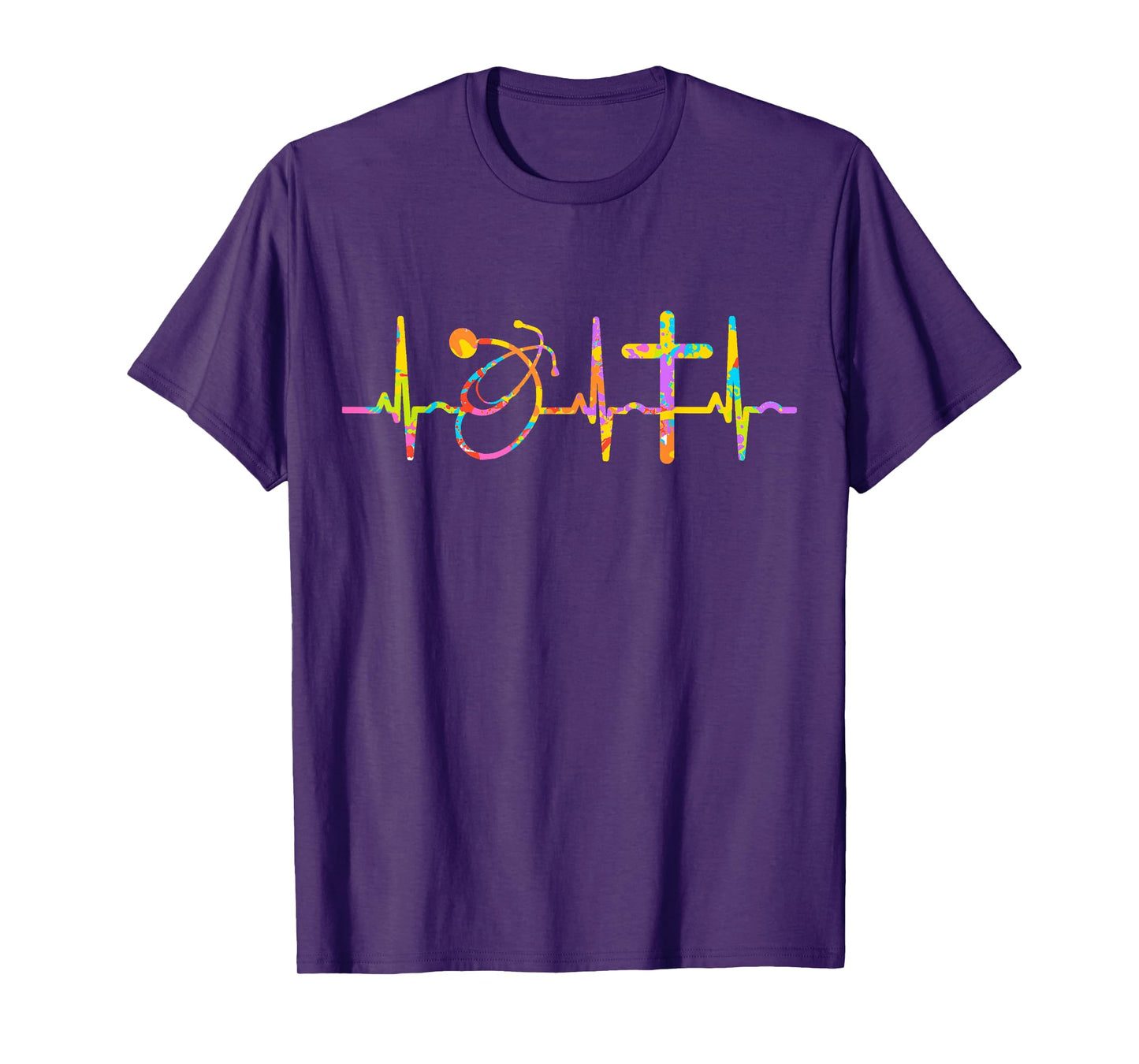 Nursing Jesus Heartbeat Stethoscope Christian RN LPN CNA T-Shirt