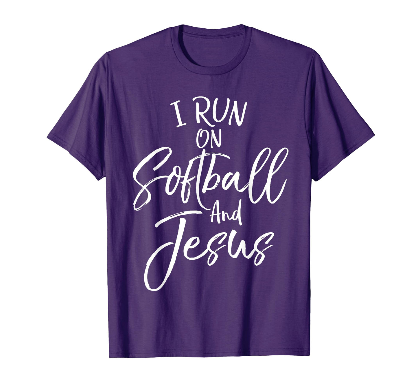 I Run on Softball and Jesus Shirt Fun Cute Christian Tee