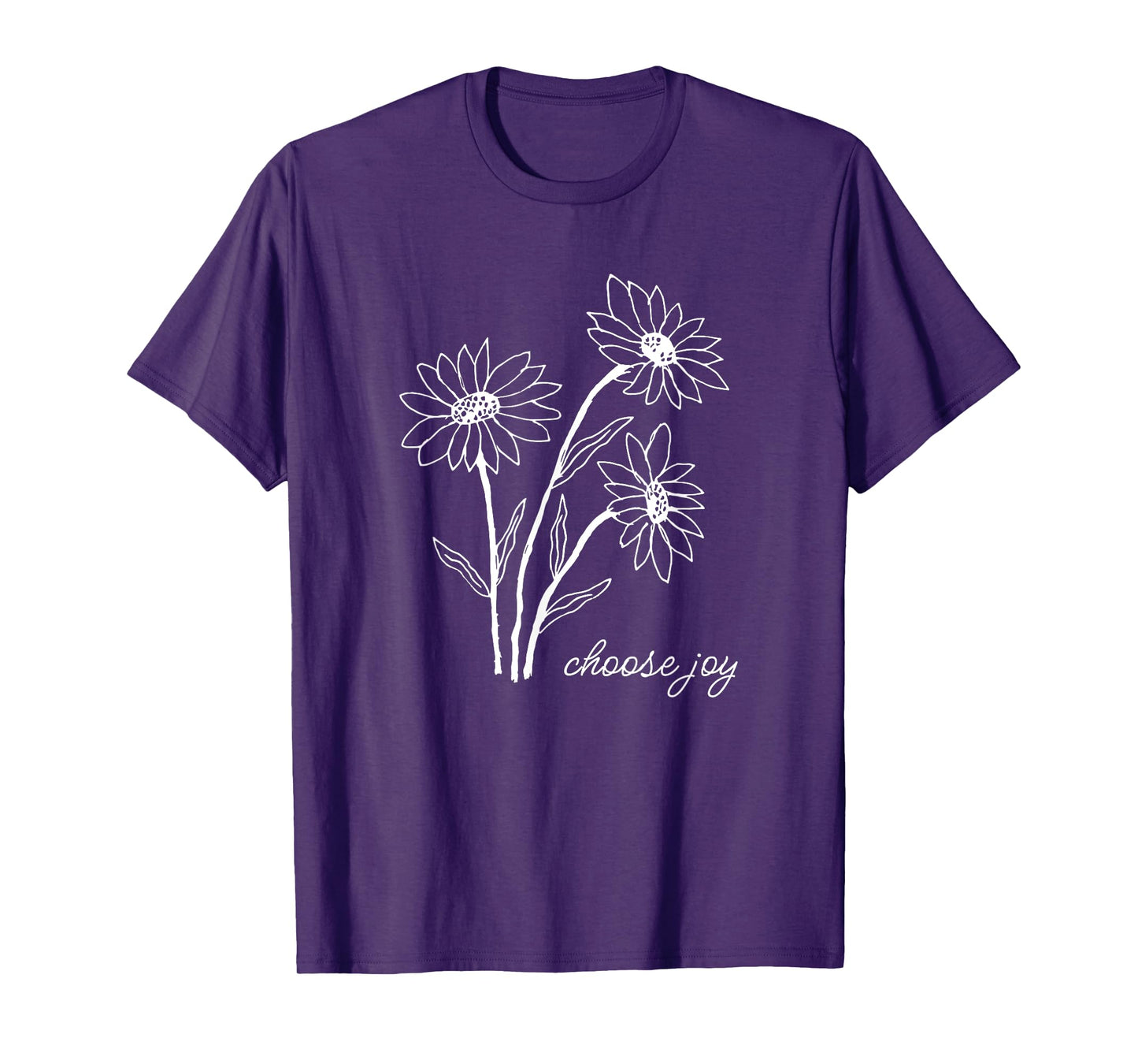 CAMCdesigns Choose Joy Floral Flower Garden Happy Christian Inspiration T-Shirt, Small, Black