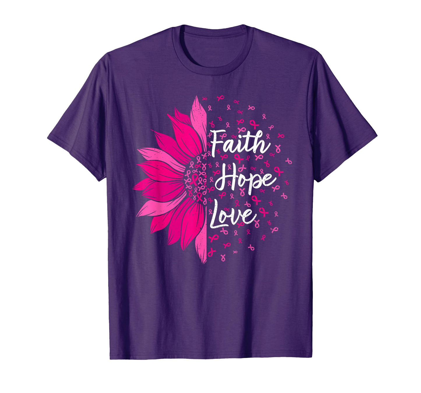 Faith Hope Love Sunflower Breast Cancer Awareness T-Shirt