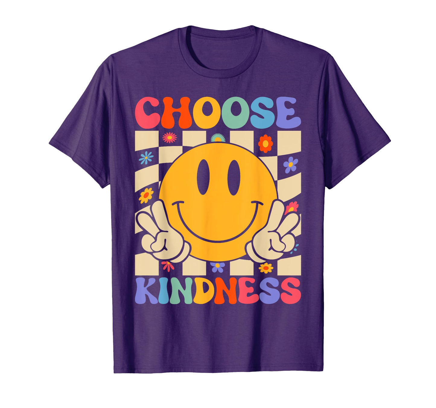 Retro Groovy Choose Kindness Men Women Kids Be Kind Positive T-Shirt