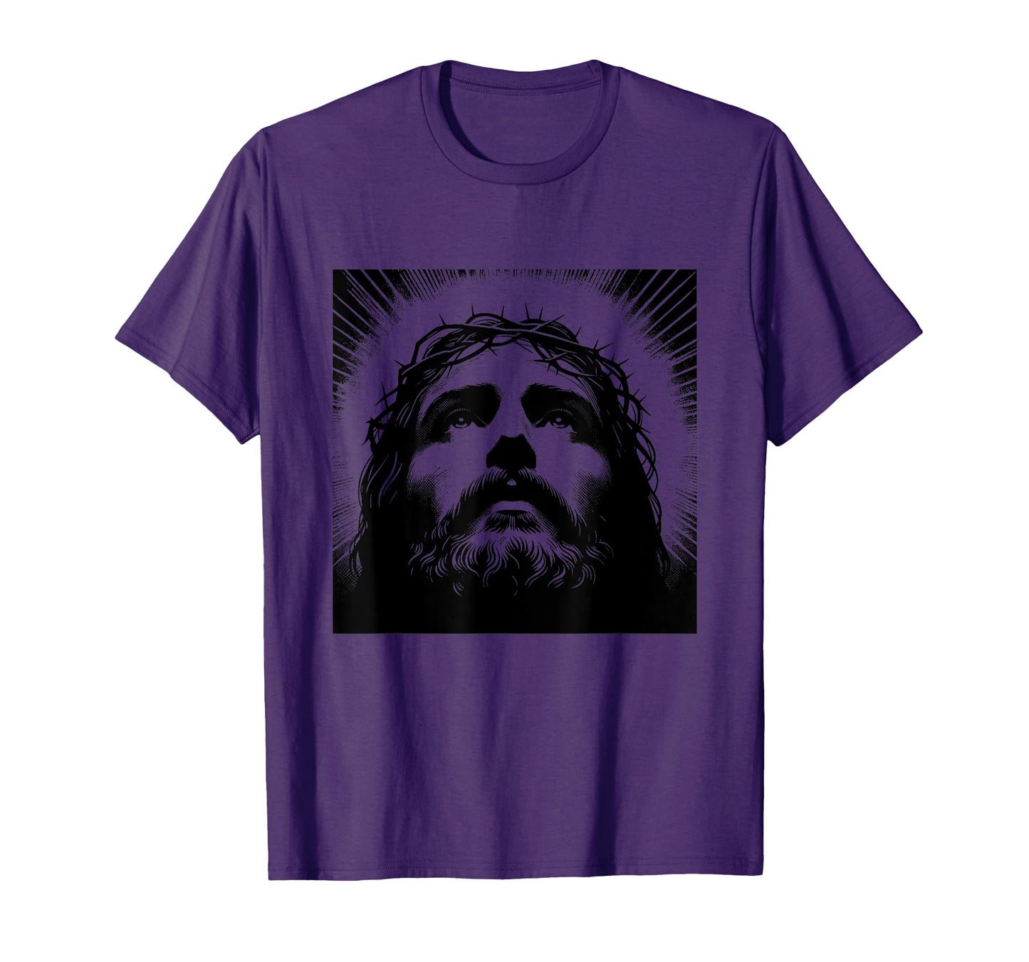 Face of Christ Crown of Thorns Christian Engraving Jesus T-Shirt