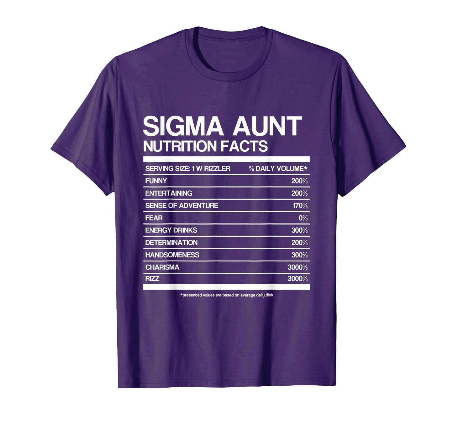 Funny Sigma Aunt Nutrition Facts Sigma Family aunty Meme T-Shirt