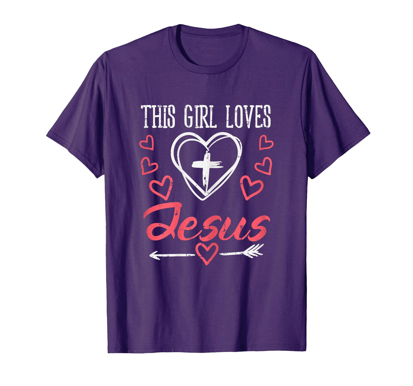Heart Cross This Girl Loves Jesus God Christian Girls Women T-Shirt