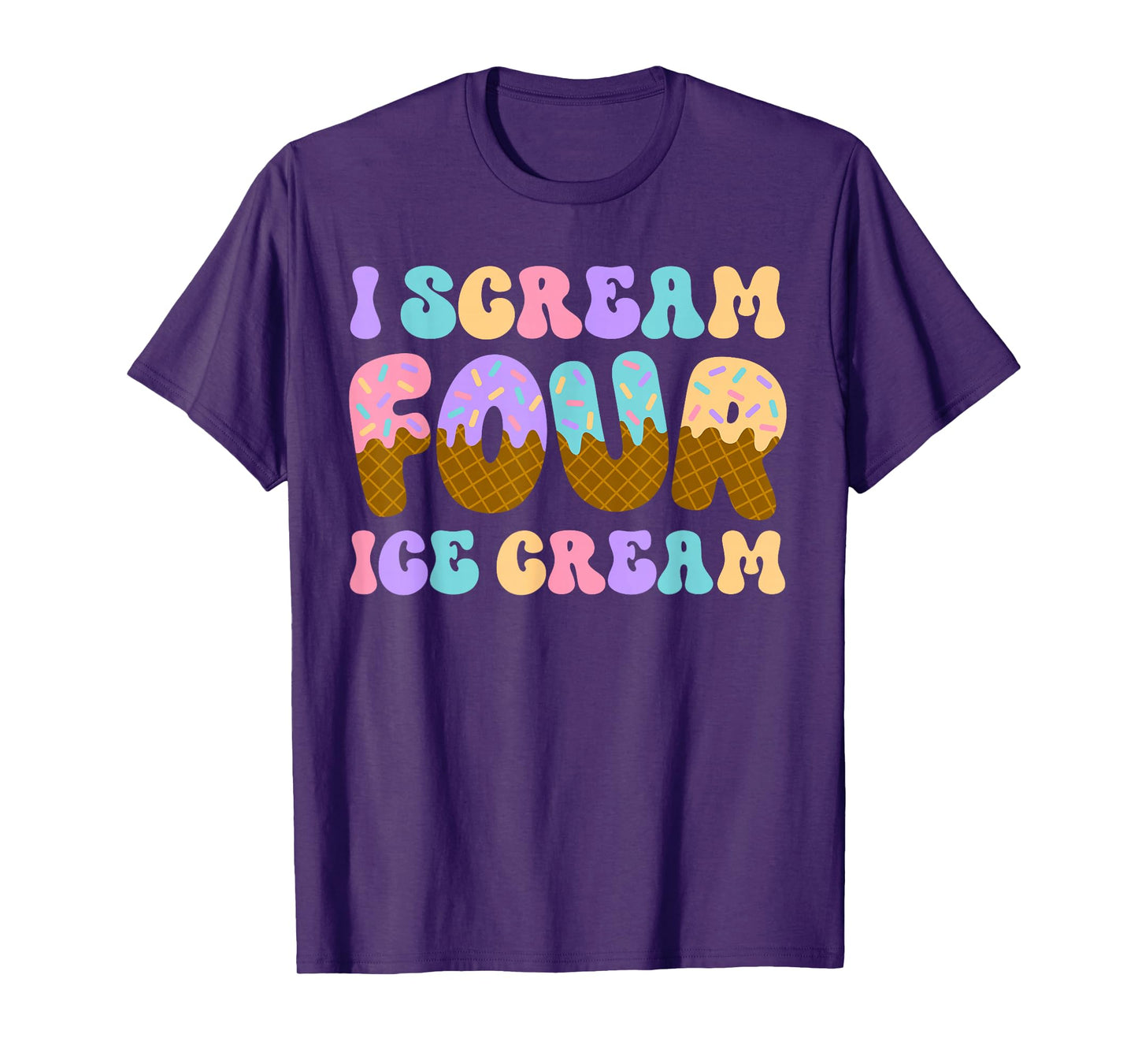 I Scream Four Ice Cream 4th Birthday Kid Boy Girl Bday Party T-Shirt