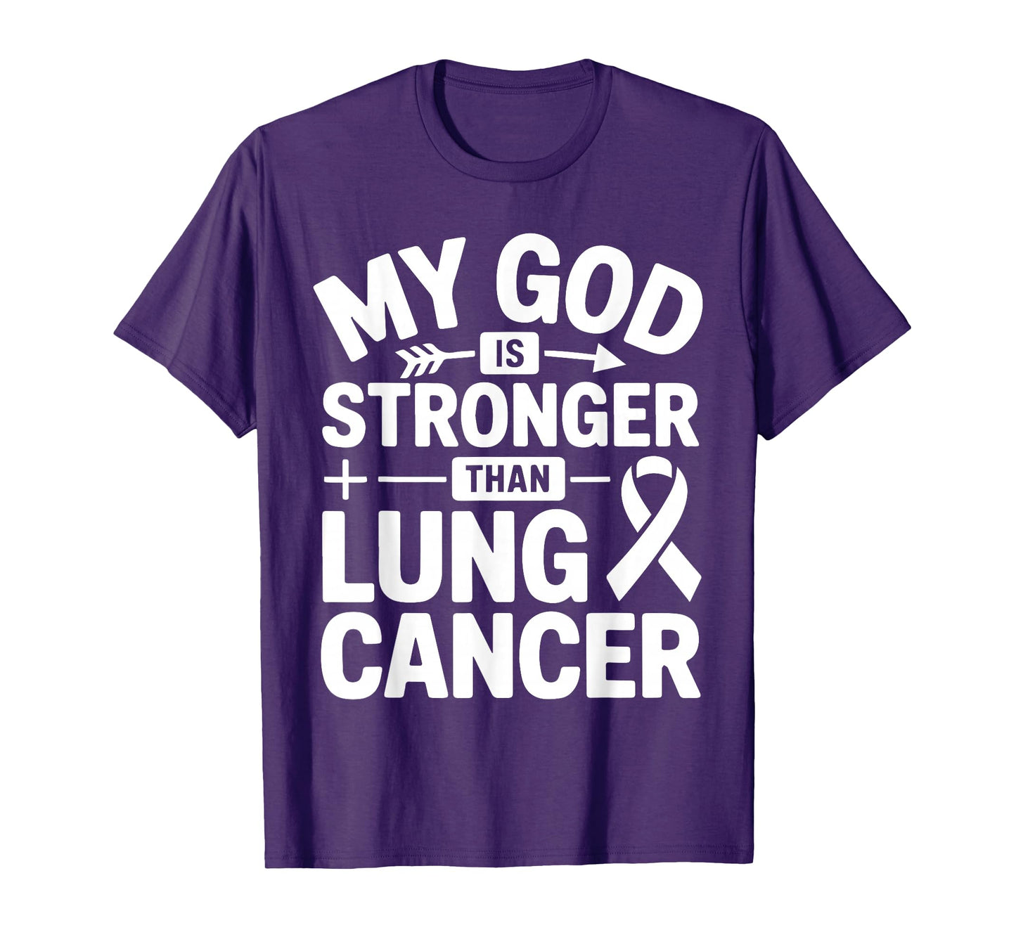 Lung Cancer Support God's Strength White Ribbon Awareness T-Shirt