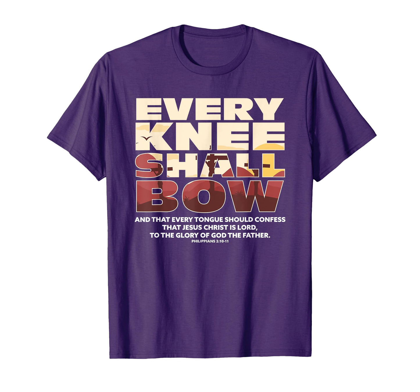 Every Knee Shall Bow Christian Religion Bible Verse T-Shirt