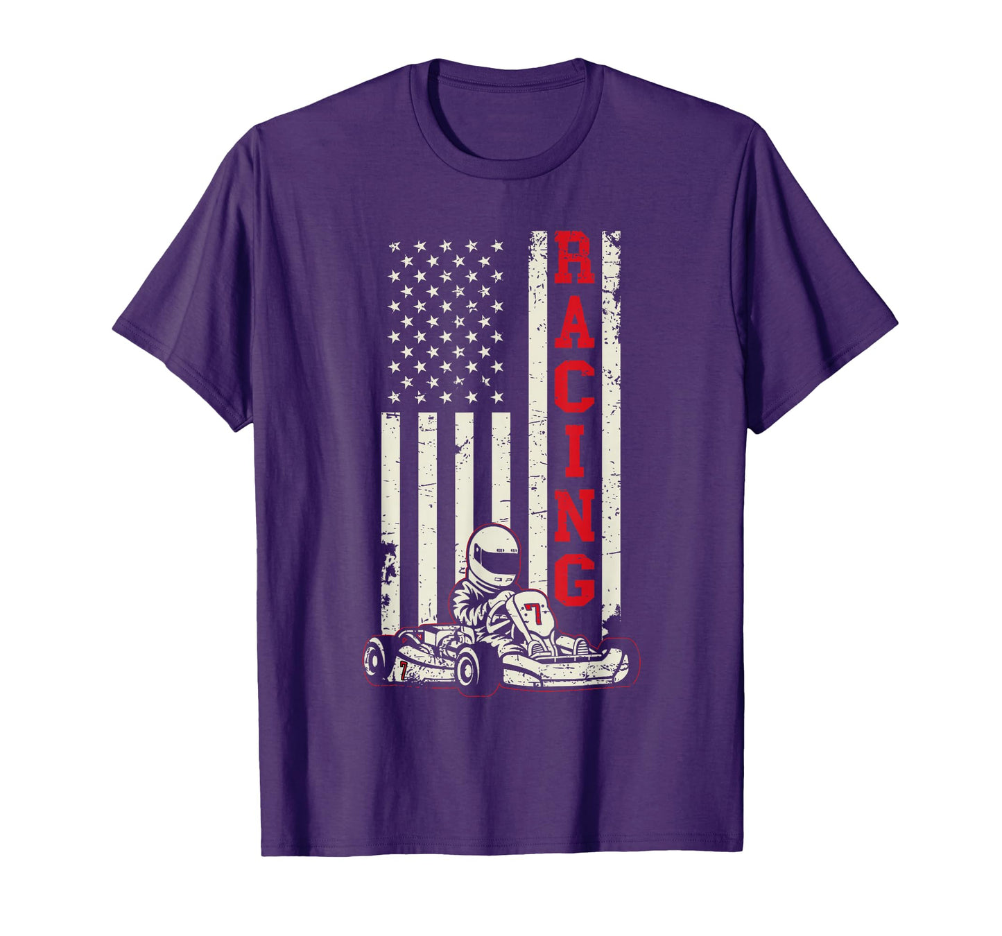 Go Kart Racer US Flag Karting American Racer Go Kart T-Shirt
