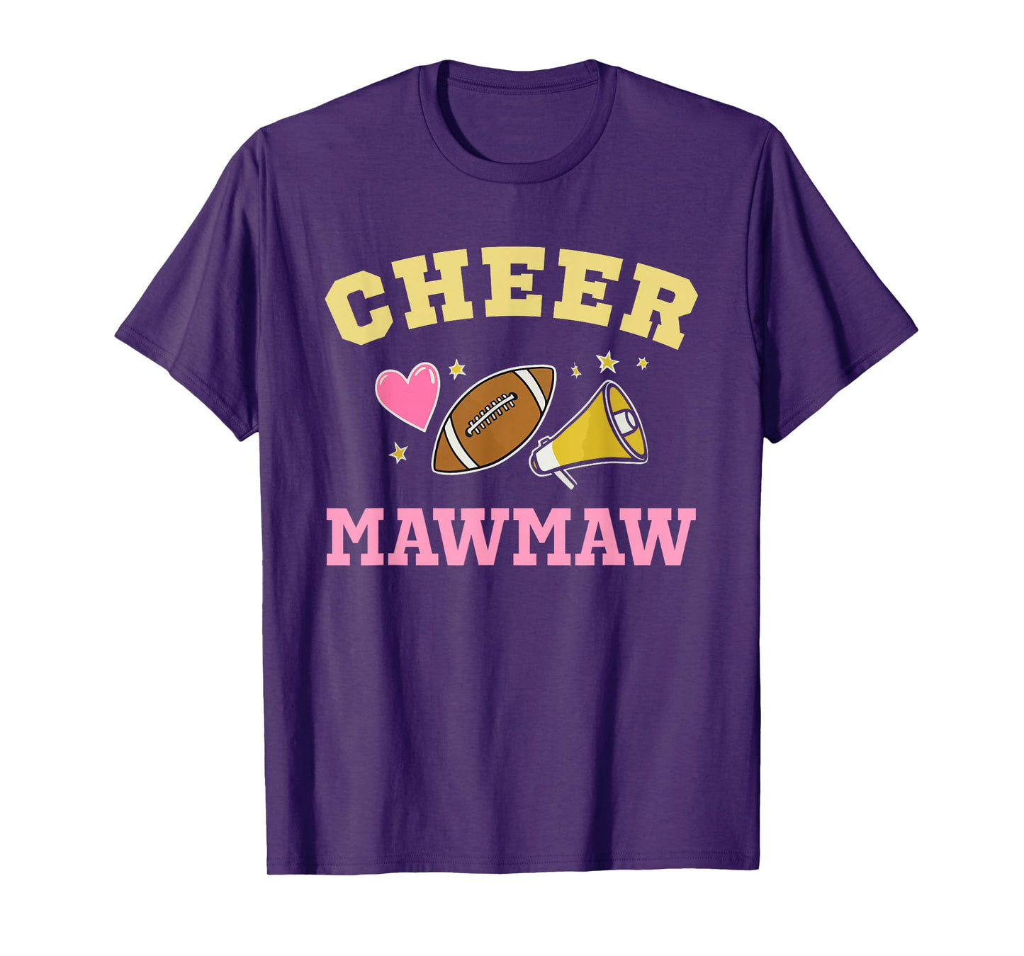 Cheer MawMaw Heart Cheerleader Cheerleading Football Maw-Maw T-Shirt
