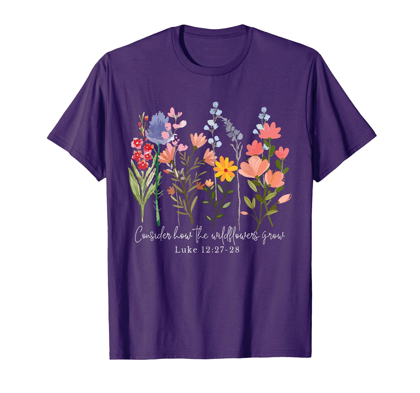 Retro Consider How The Wildflowers Grow Jesus Christian T-Shirt
