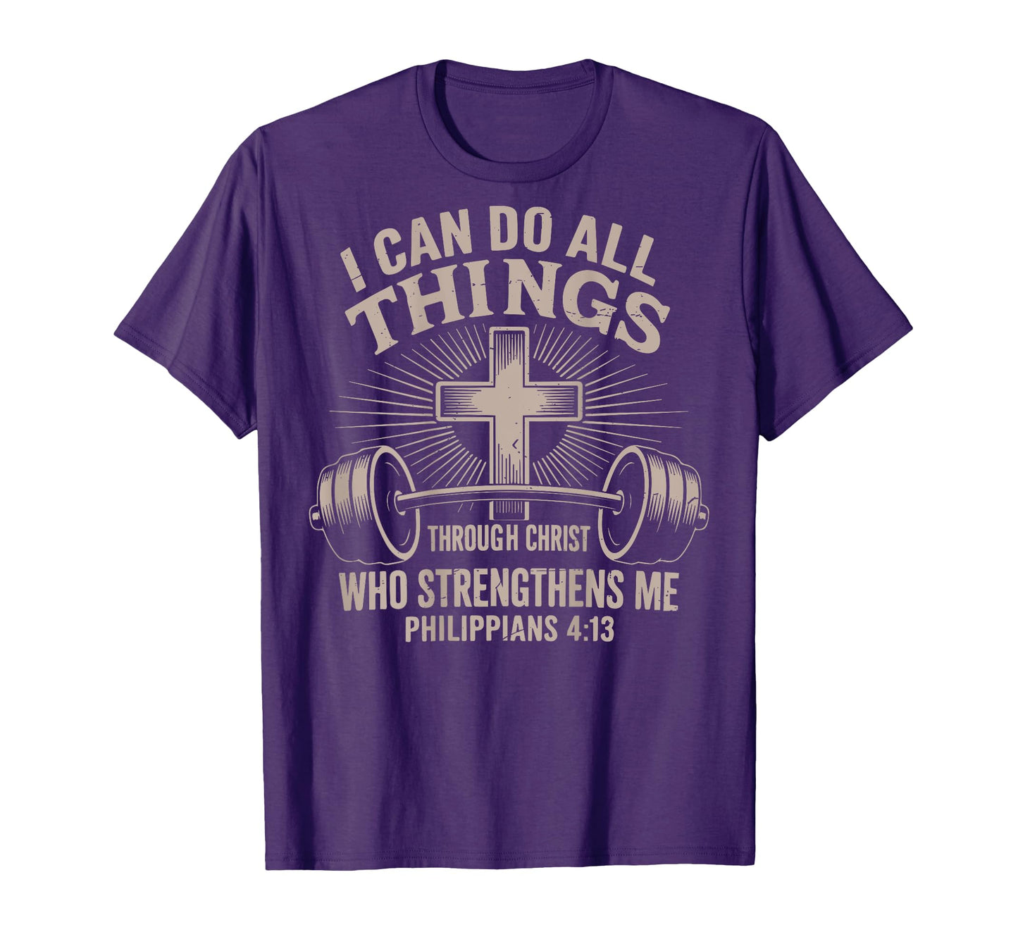 Mens I Can Do All Things Funny Christian Workout Gym Jesus T-Shirt