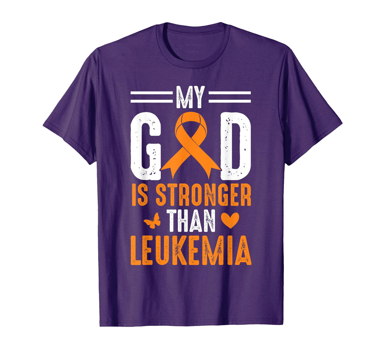 My God Is Stronger Than Leukemia Awareness Orange Ribbon T-Shirt