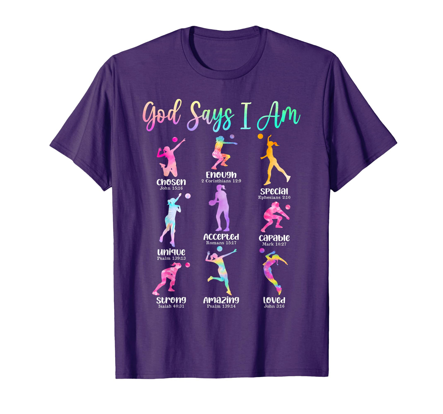 God Says I Am Christian Girls Teens Kids Volleyball Lover T-Shirt