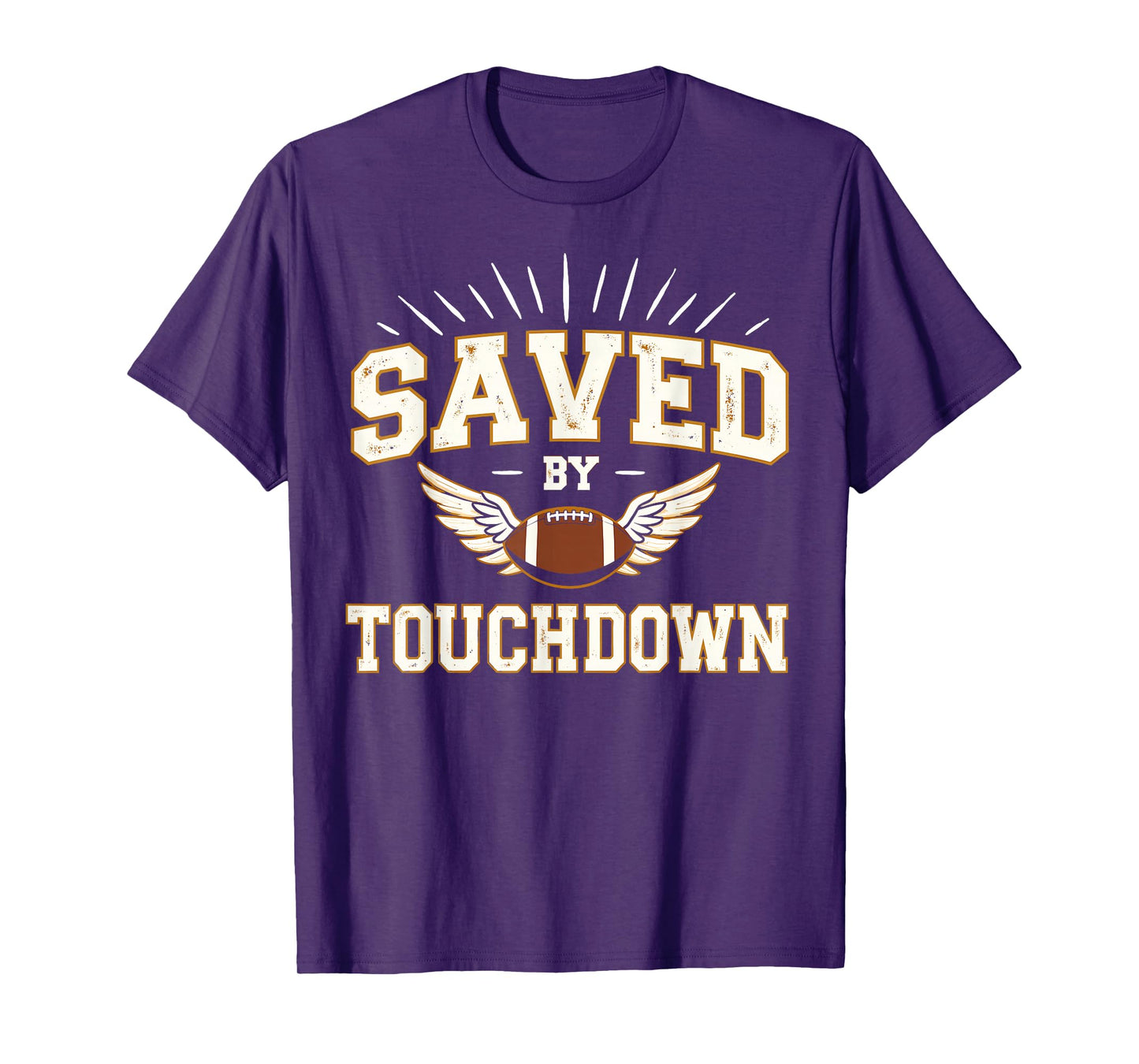 Saved by Touchdown - Funny Winged Christian Football Graphic T-Shirt
