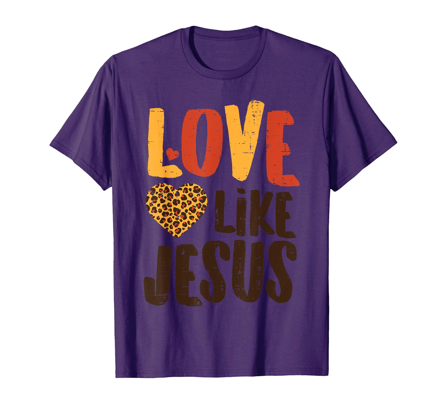 Love Like Jesus Leopard Heart God Christian Girls Women T-Shirt