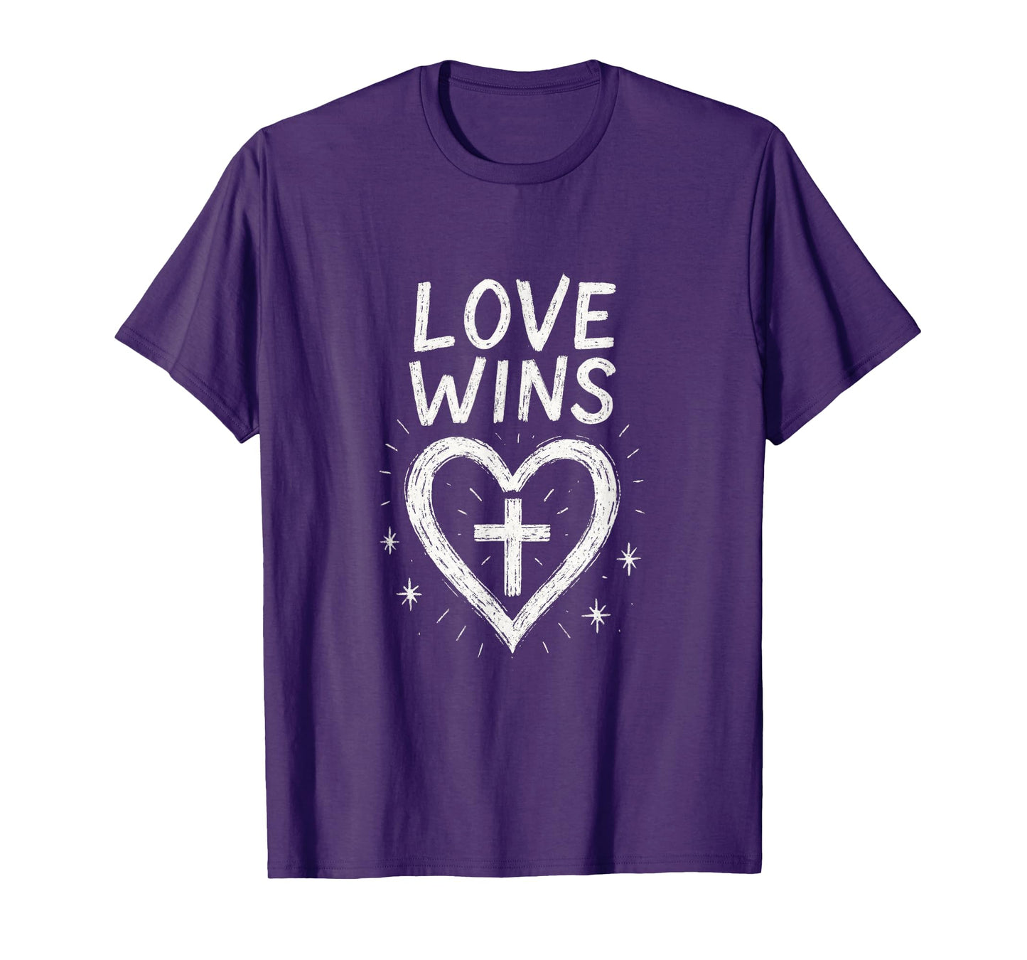 Love Wins - Cross Heart Christian Faith Prayer T-Shirt