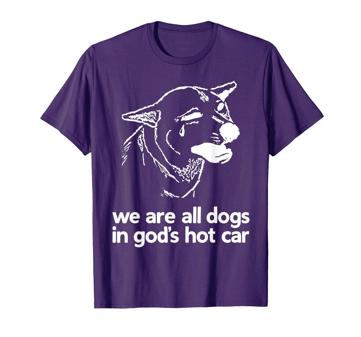 We are All Dogs in God’s Hot Car Sad Dog Funny T-Shirt