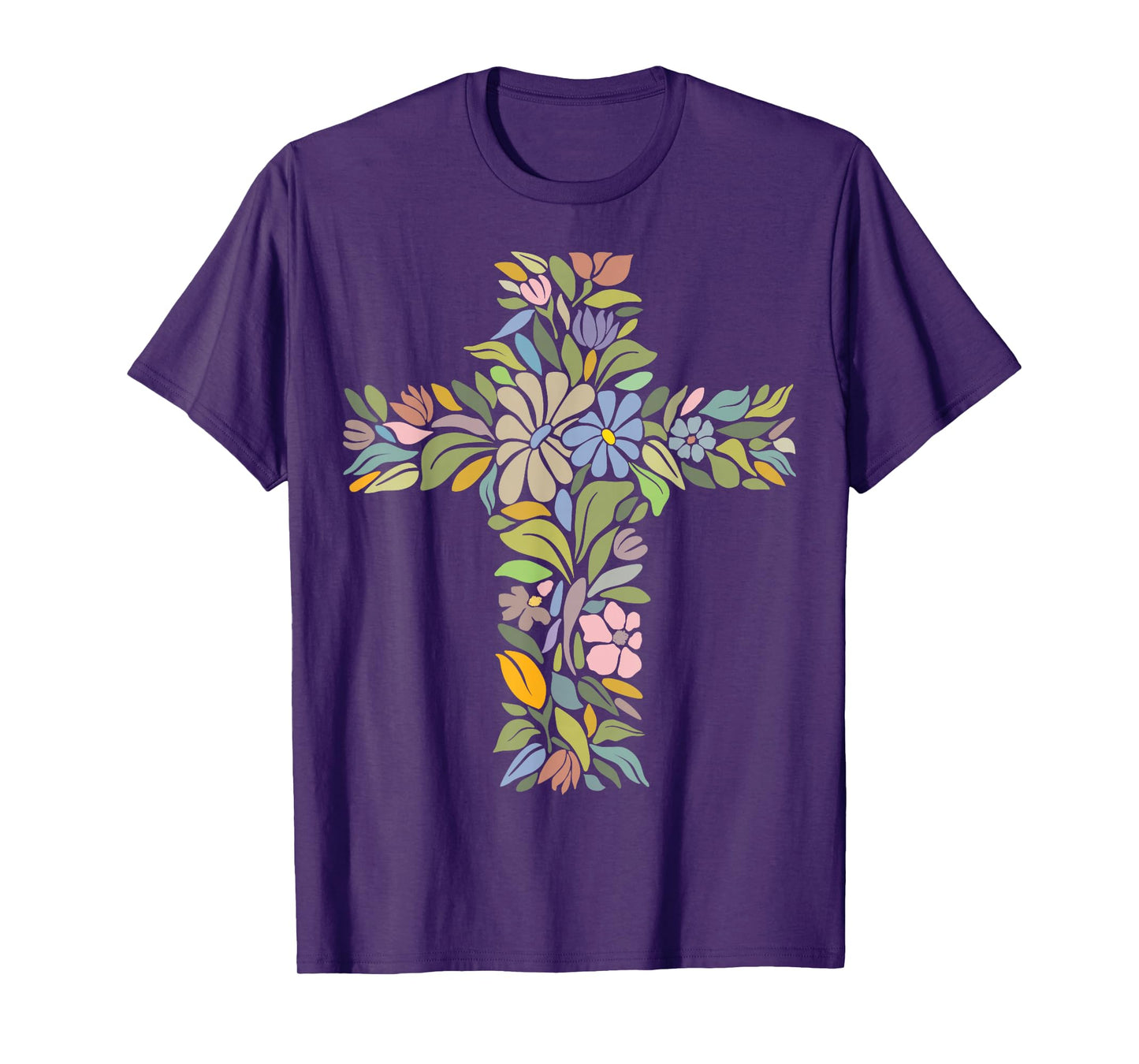 Beautiful Cross of Flowers Christian Jesus Floral Crucifix T-Shirt