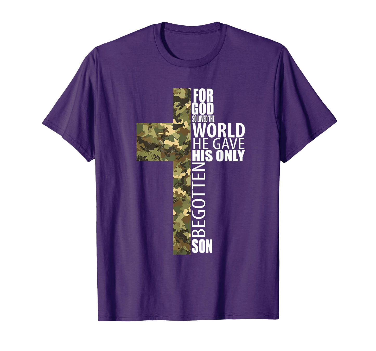 Camo Jesus Christian Cross Bible Verse Men Kids John 3 16 T-Shirt