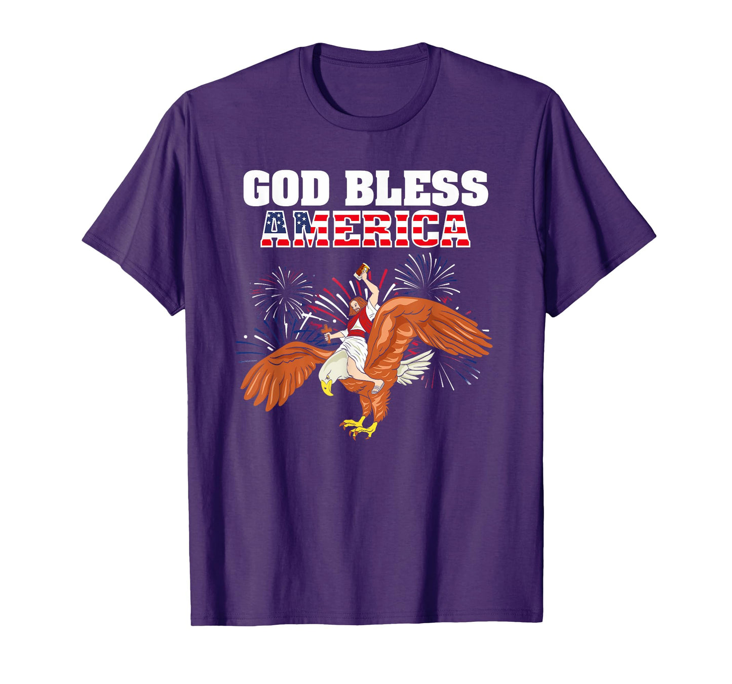 God Bless America shirt Jesus Riding a Bald Eagle t-shirt T-Shirt
