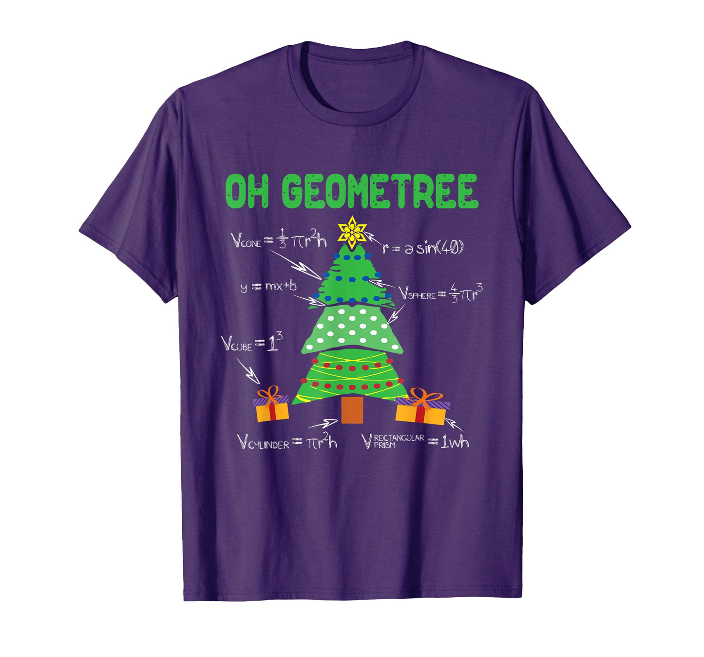 Oh Geometree Geometry Math Science Teacher Christmas Men Women Kids T-Shirt