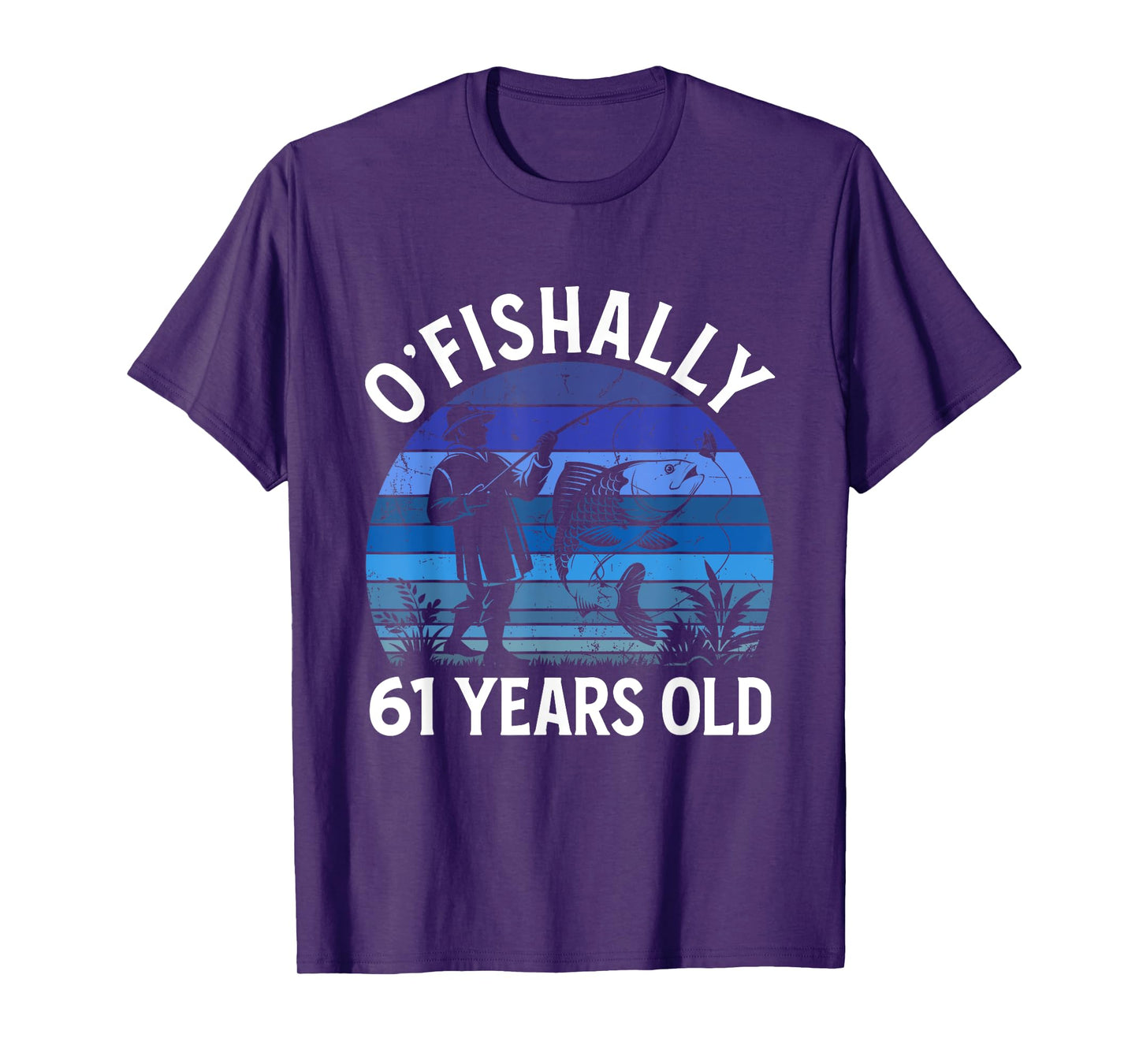Ofishally 61 Years Old 61 BDay Fisherman 61 Birthday Fishing T-Shirt