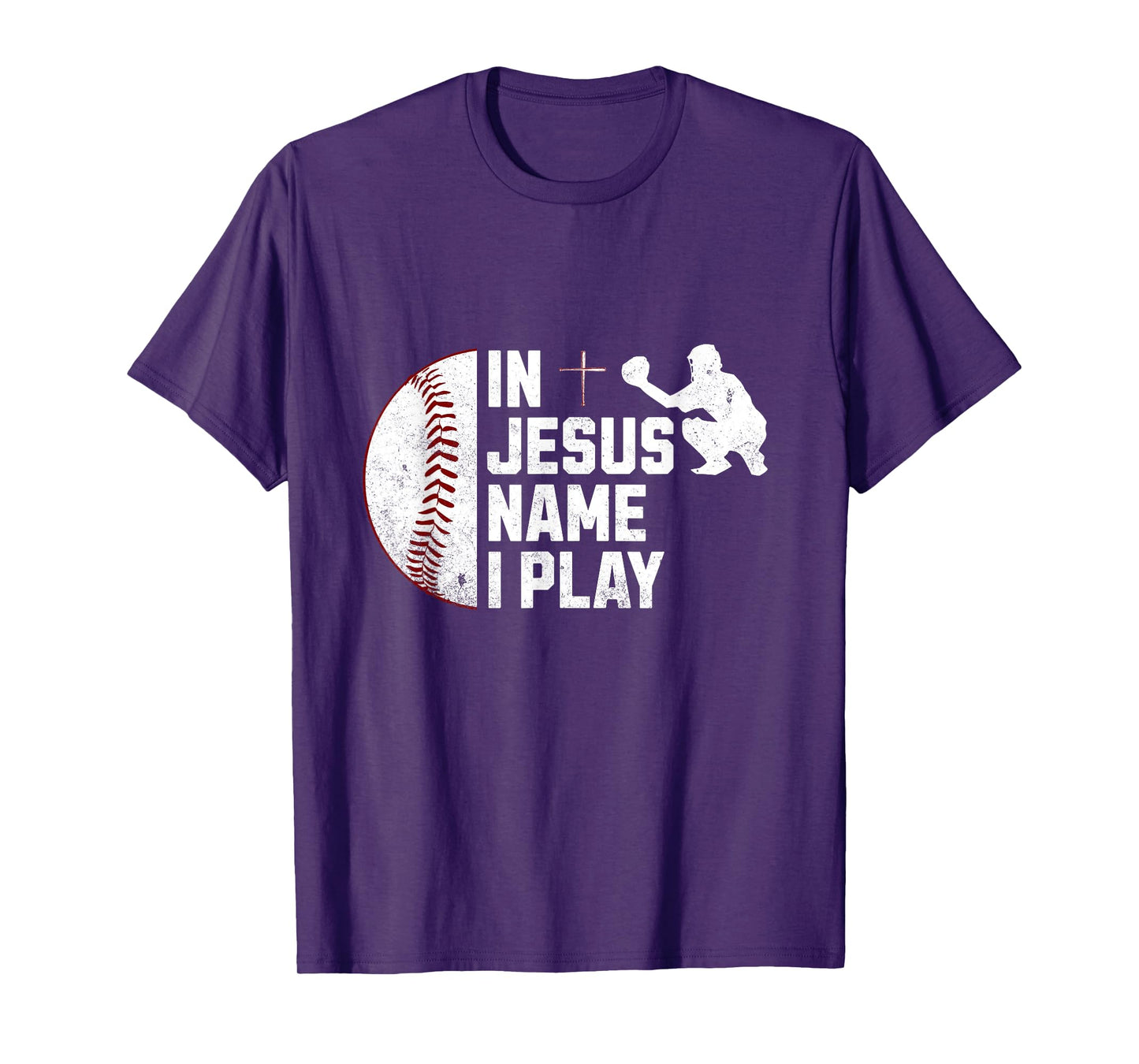 In Jesus Name Christmas Christian I Play Baseball Player T-Shirt