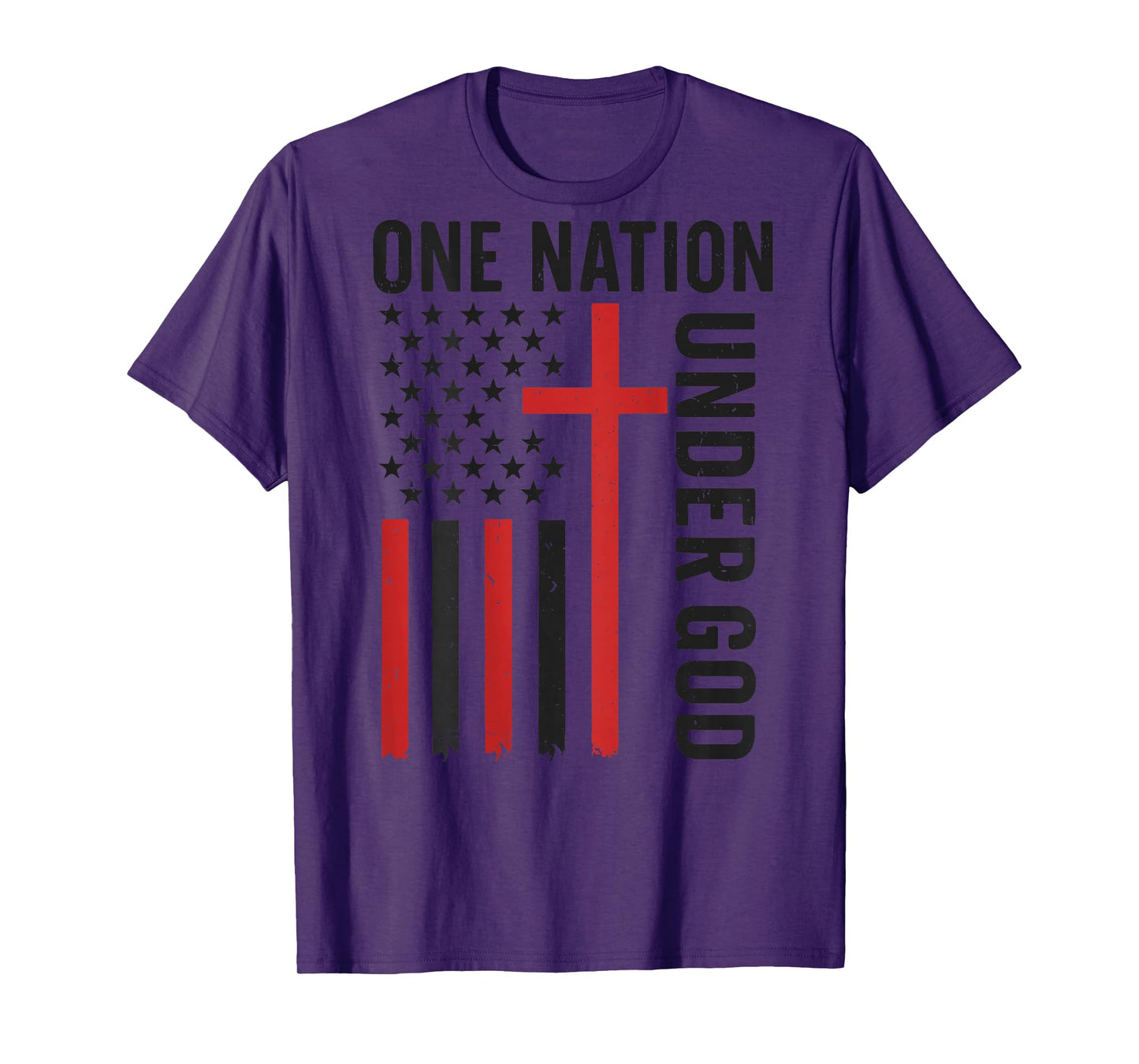 Men's One Nation Under God Jesus Faith Cross American Flag T-Shirt