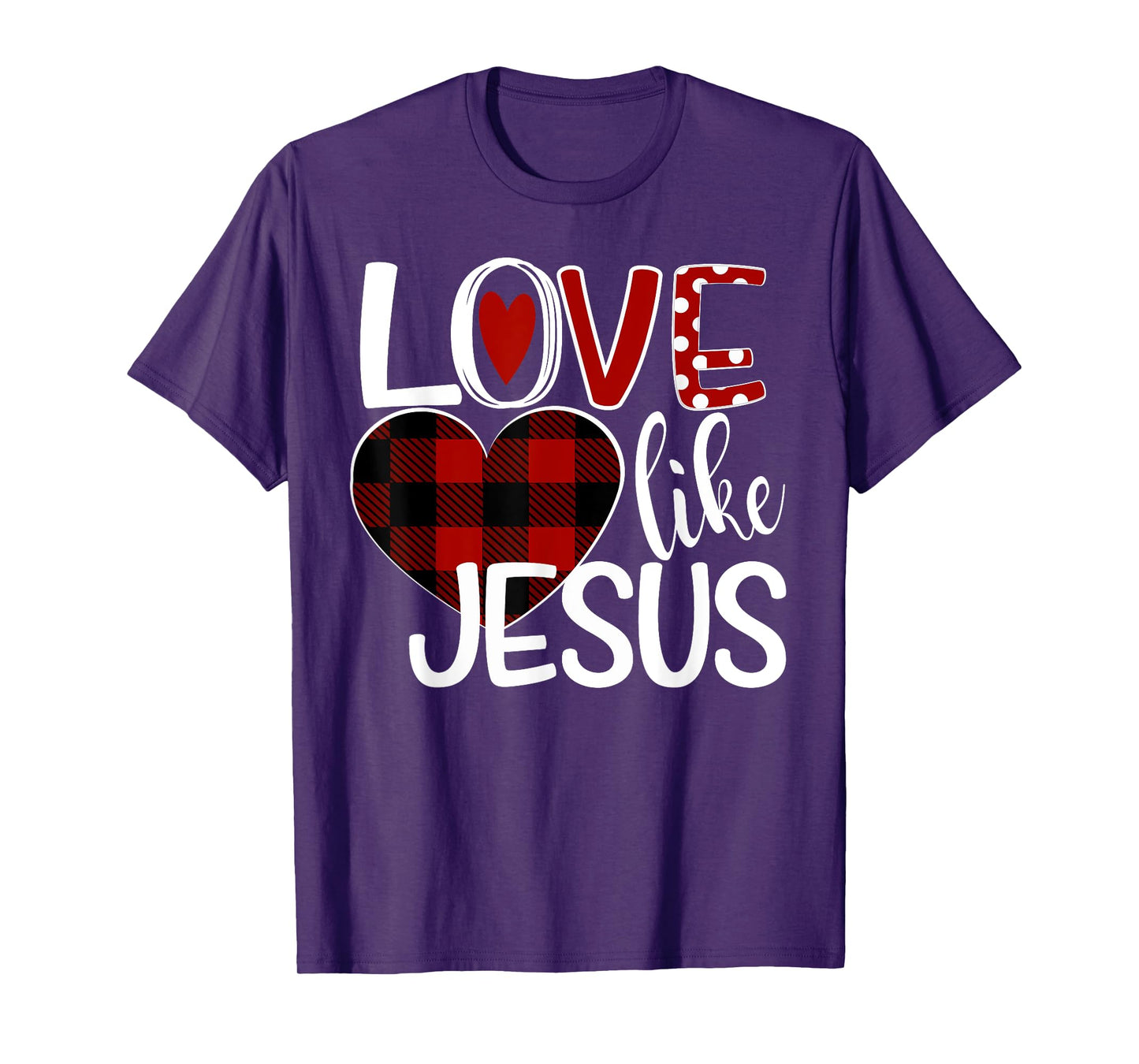 Love Like Jesus Plaid Heart T-Shirt