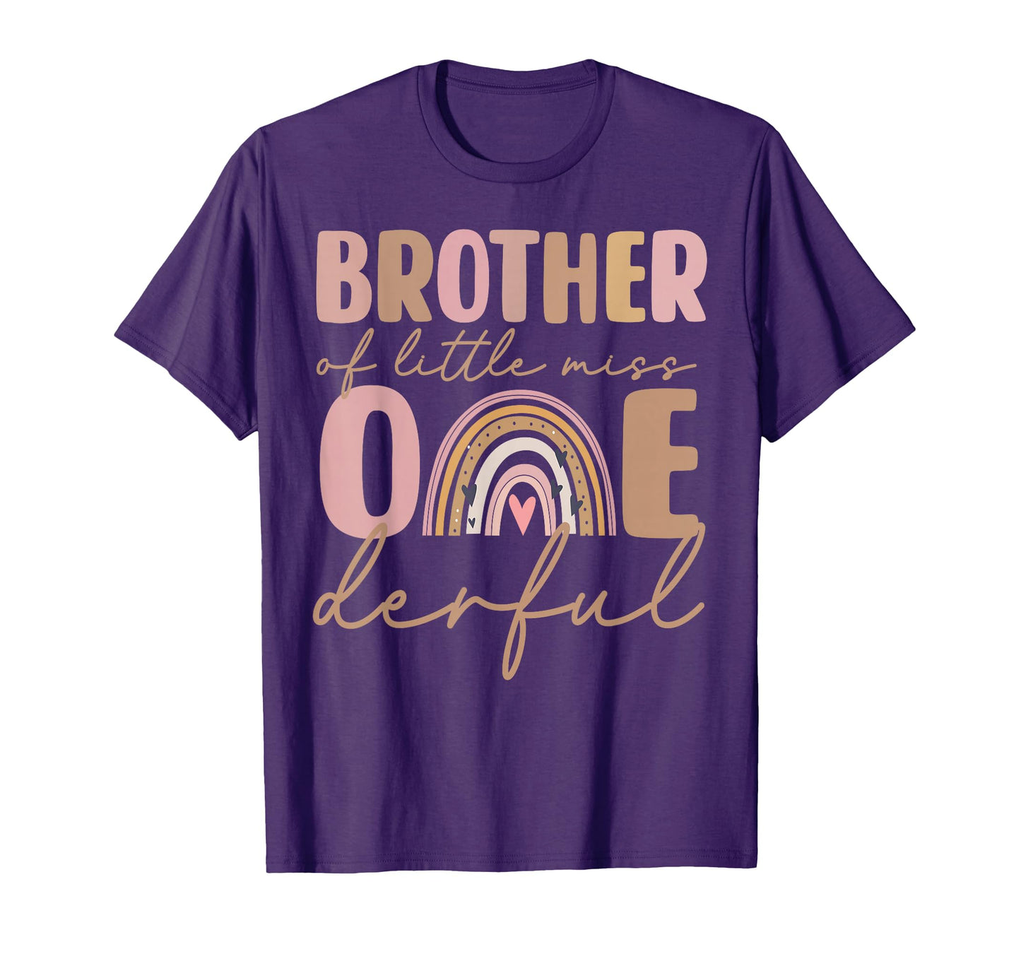 Brother of Little Miss Onederful First Birthday Boho Rainbow T-Shirt