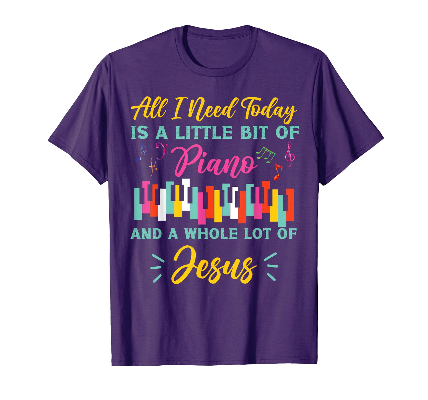 Piano Teacher Pianist Cross Jesus Christian Keyboard All I T-Shirt